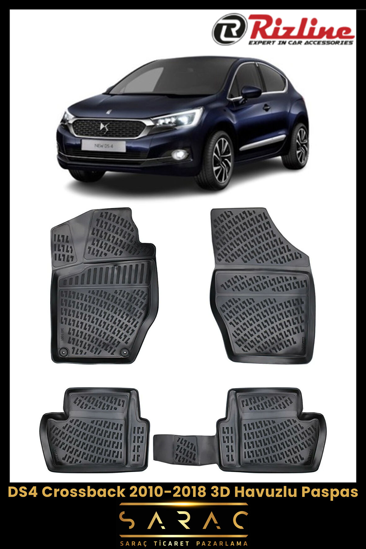 Rizline DS4 Crossback 2018 Model 3D Havuzlu Paspas