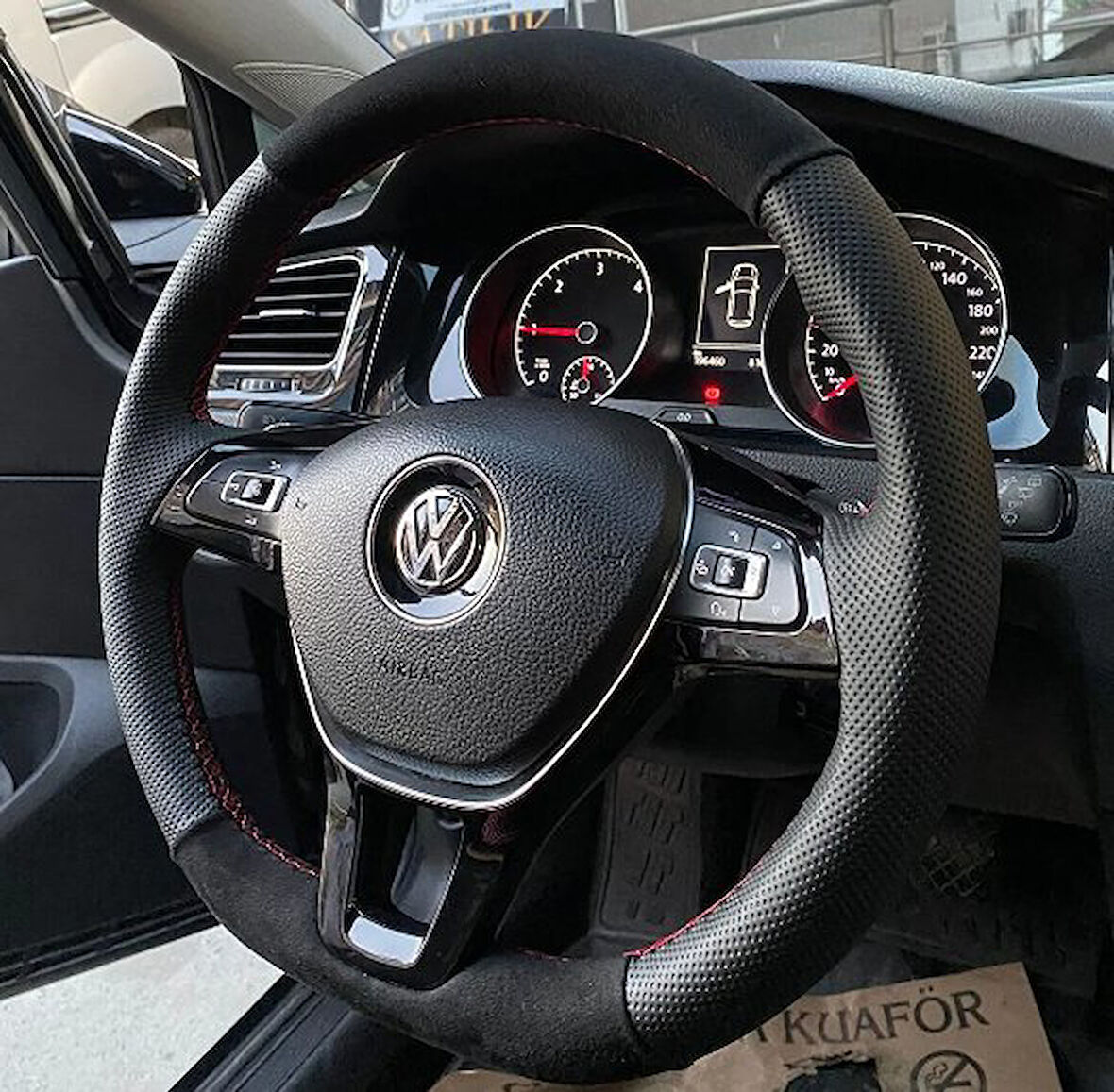 Golf 7-Jetta-Passat-Tiguan-Polo-T-Roc MANUEL Tüylü alcantra direksiyon kılıfı