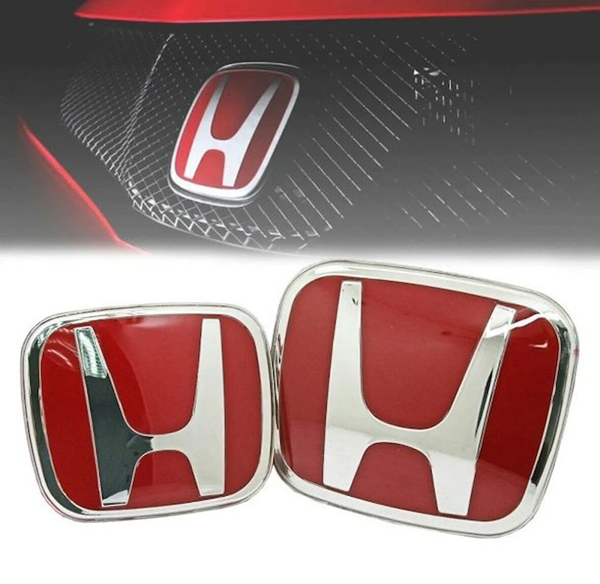 Honda Civic Fb7 Panjur Ve Bagaj Logosu Arması Kırmızı Takım 2 li 2012-2015