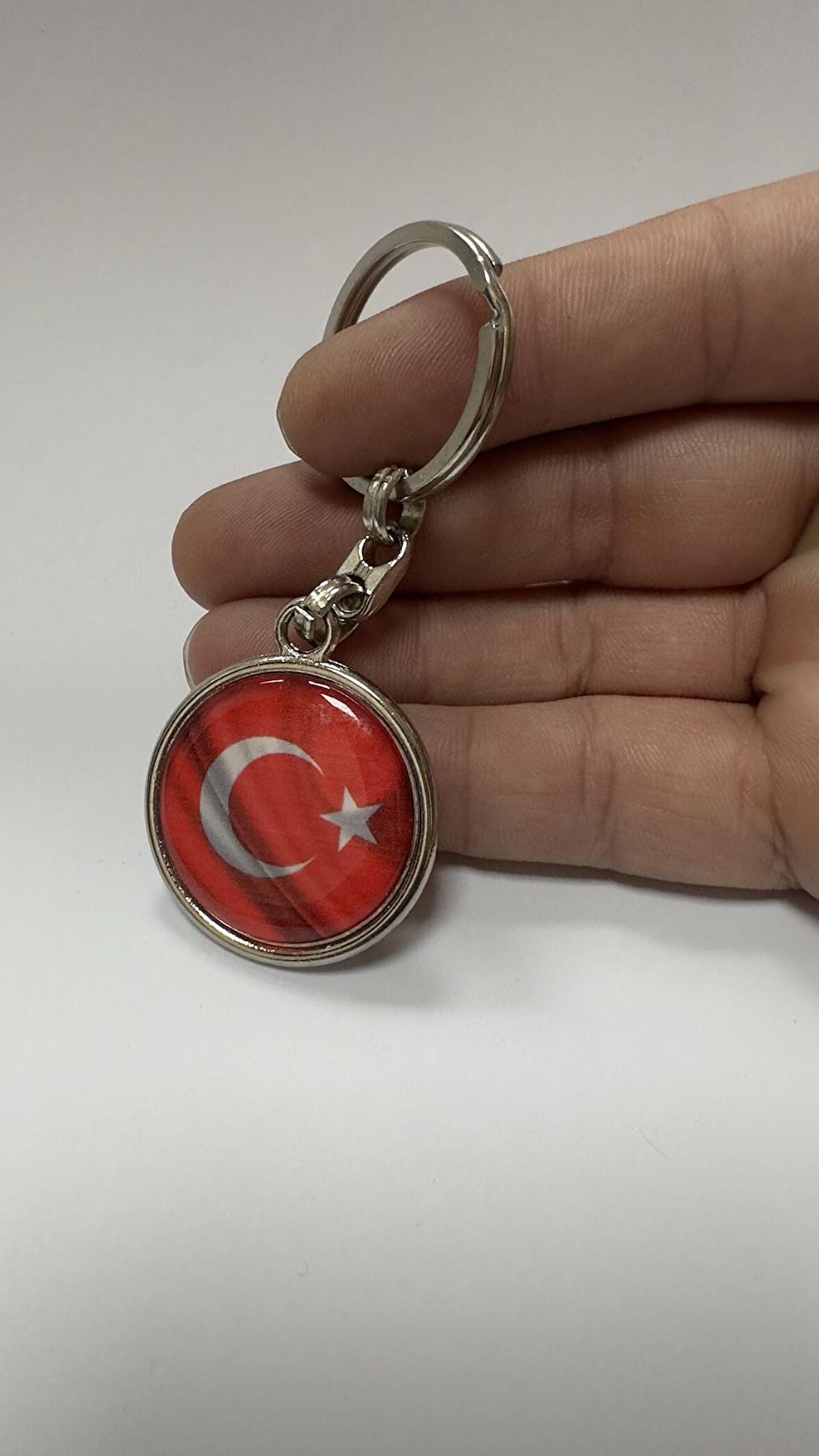 Türk Bayraklı Logolu Metal Anahtarlık Çift Yönlü (1 ADET)