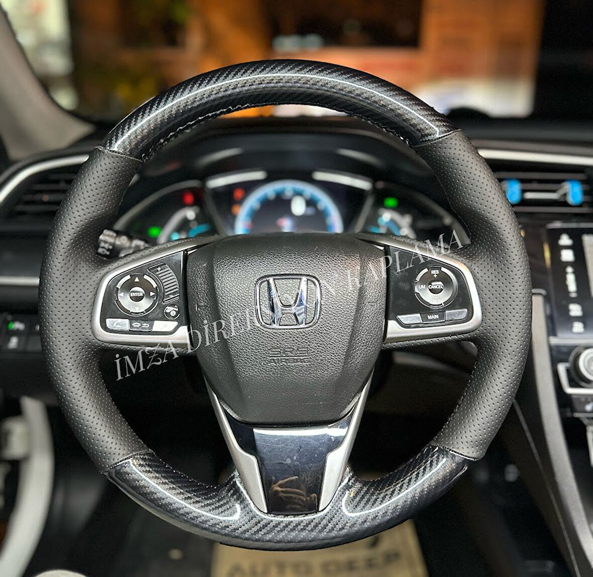 Honda Civic Fc5 Araca Özel Direksiyon Kılıfı (5D KRİSTAL KARBON SOFT NOKTA)