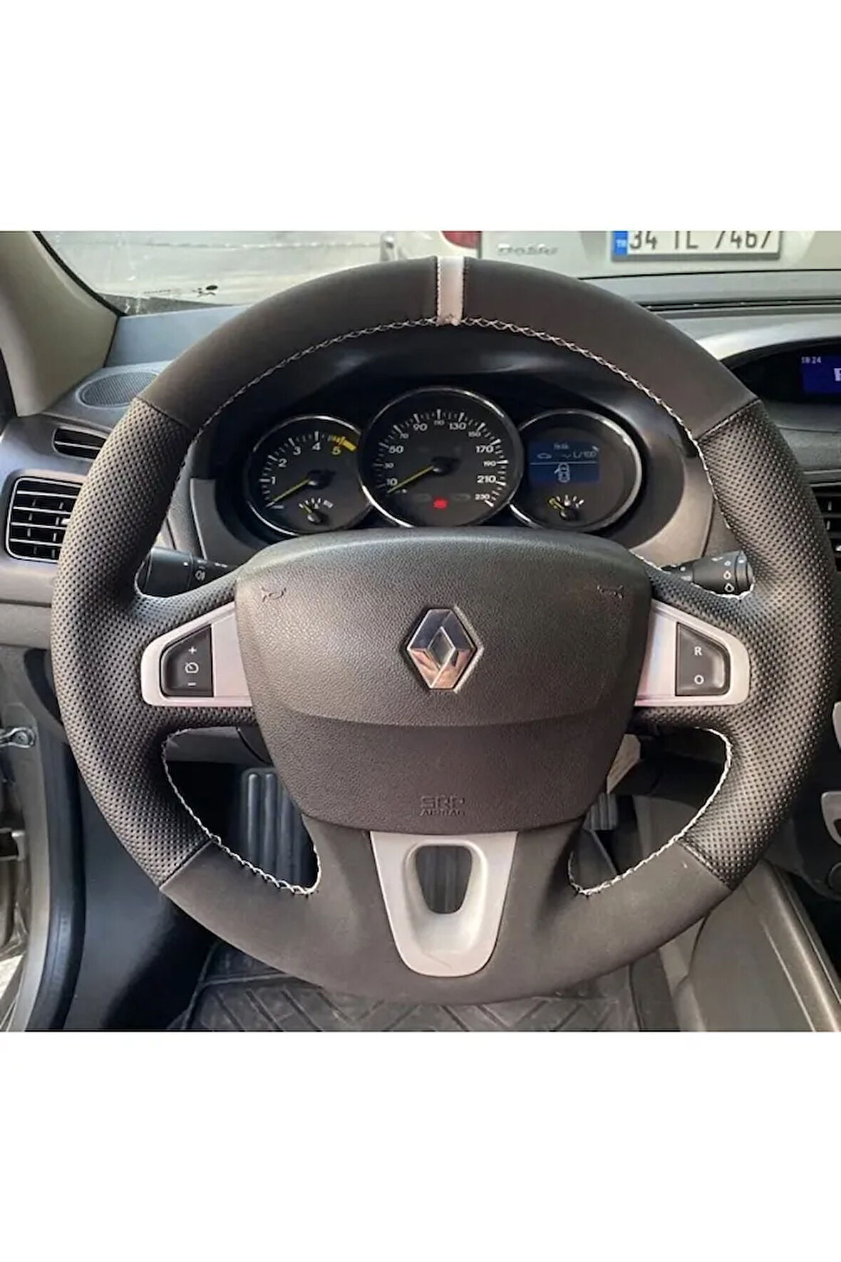 Fluence Megane 3 Scenic Direksiyon Kılıfı Araca Özel Gri Yüzüklü