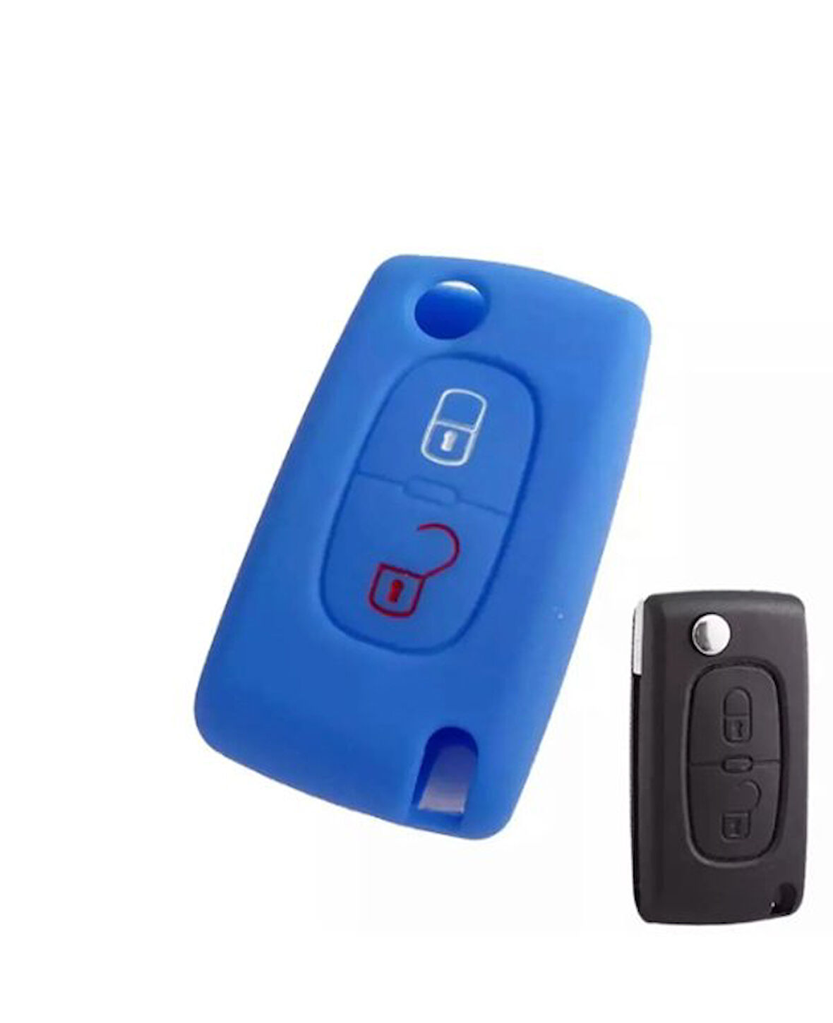 Peugeot 206 207 307 308 406 407 407 3008 5008 Silikon Anahtar Kılıfı MAVİ 1 ADET