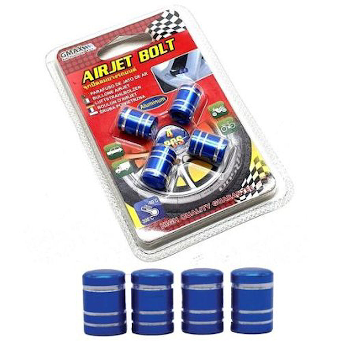 Metal Sibop Kapağı 4 lü Mavi Araba Motosiklet Otomobil