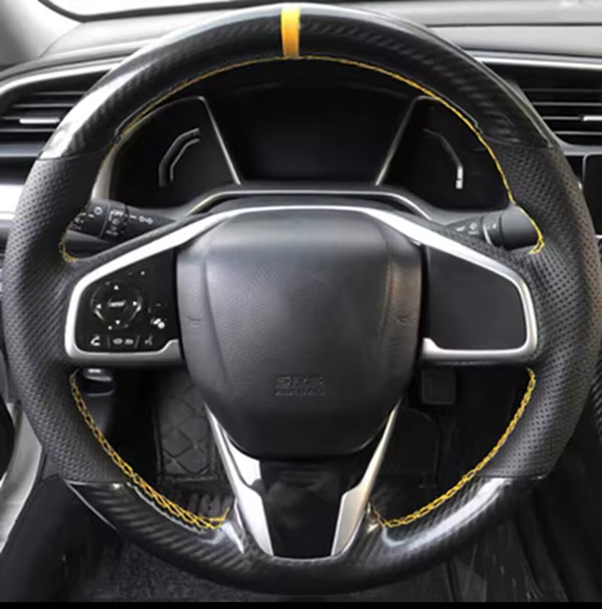 Honda Civic Fc5 Araca Özel Direksiyon Kılıfı (5D KRİSTAL KARBON NOKTA)