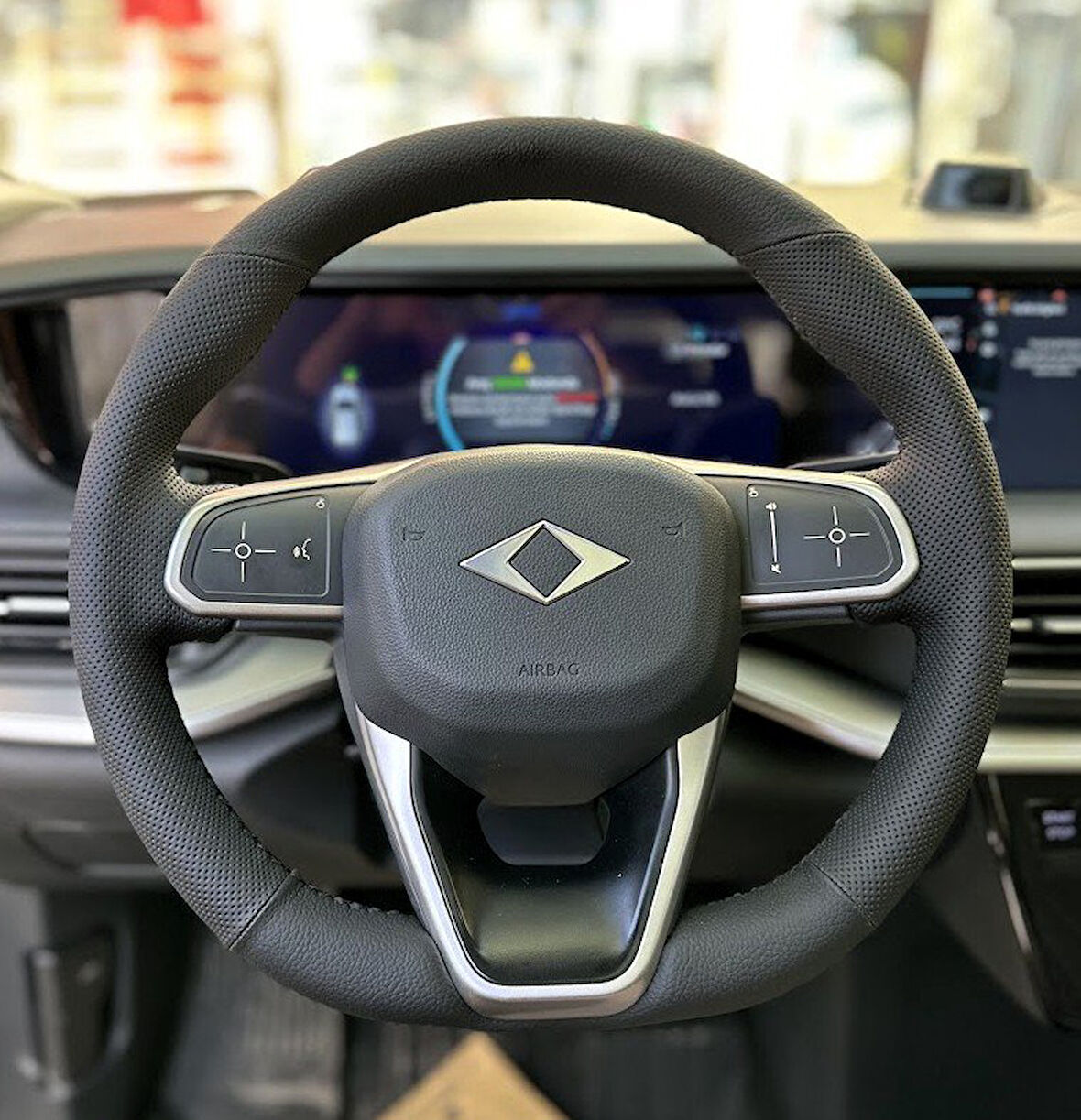 Togg Araca Özel Dikmeli Direksiyon Kılıfı NOKTA DÜZ SİYAH DİKİŞLİ