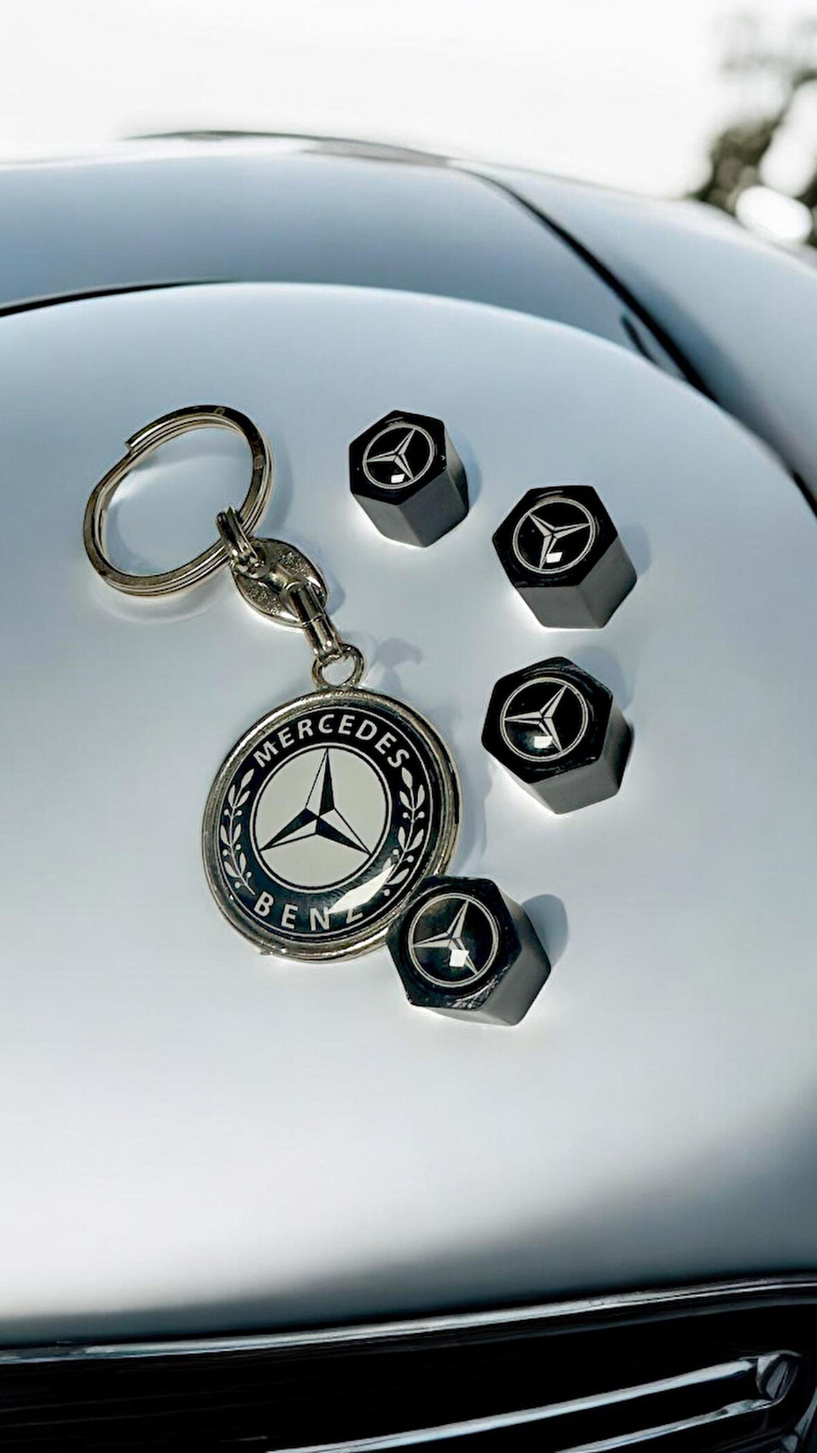 Mercedes ile uyumlu 1 adet Damla Anahtar 4 adet sibop Kapağı Plastik