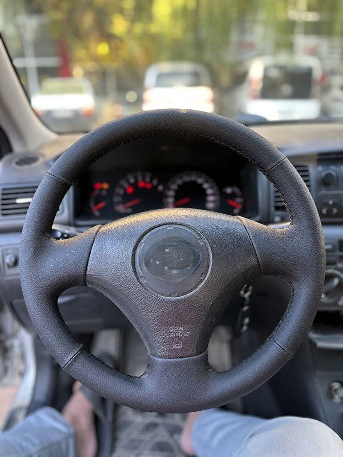 Toyota Corolla (2002-2004) Araca ÖZGÜ DİKMELİ Direksiyon Kılıfı DÜZ DERİ