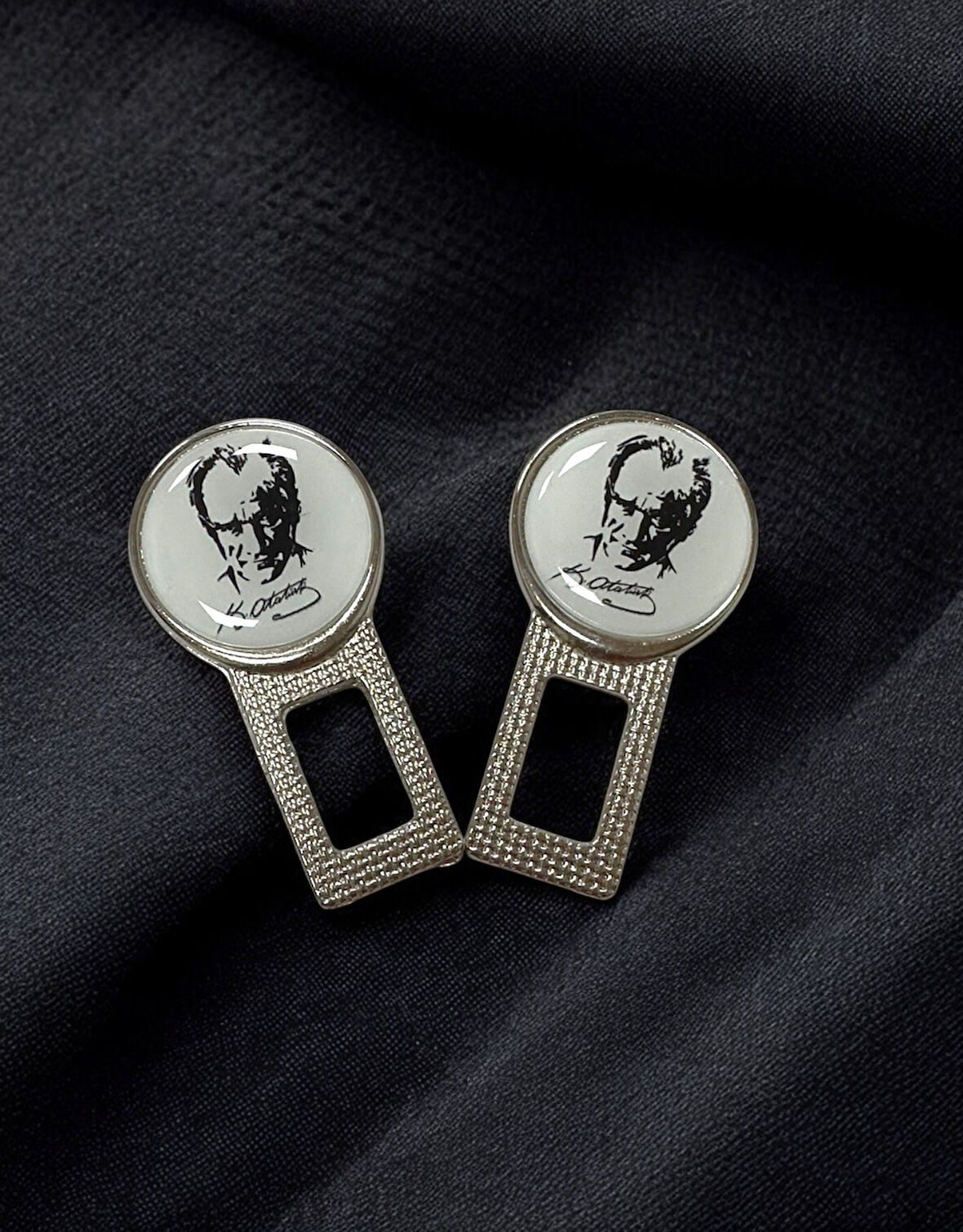 ATATÜRK POTRELİ Ikaz Ses Susturucu Metal Toka 2 Adet