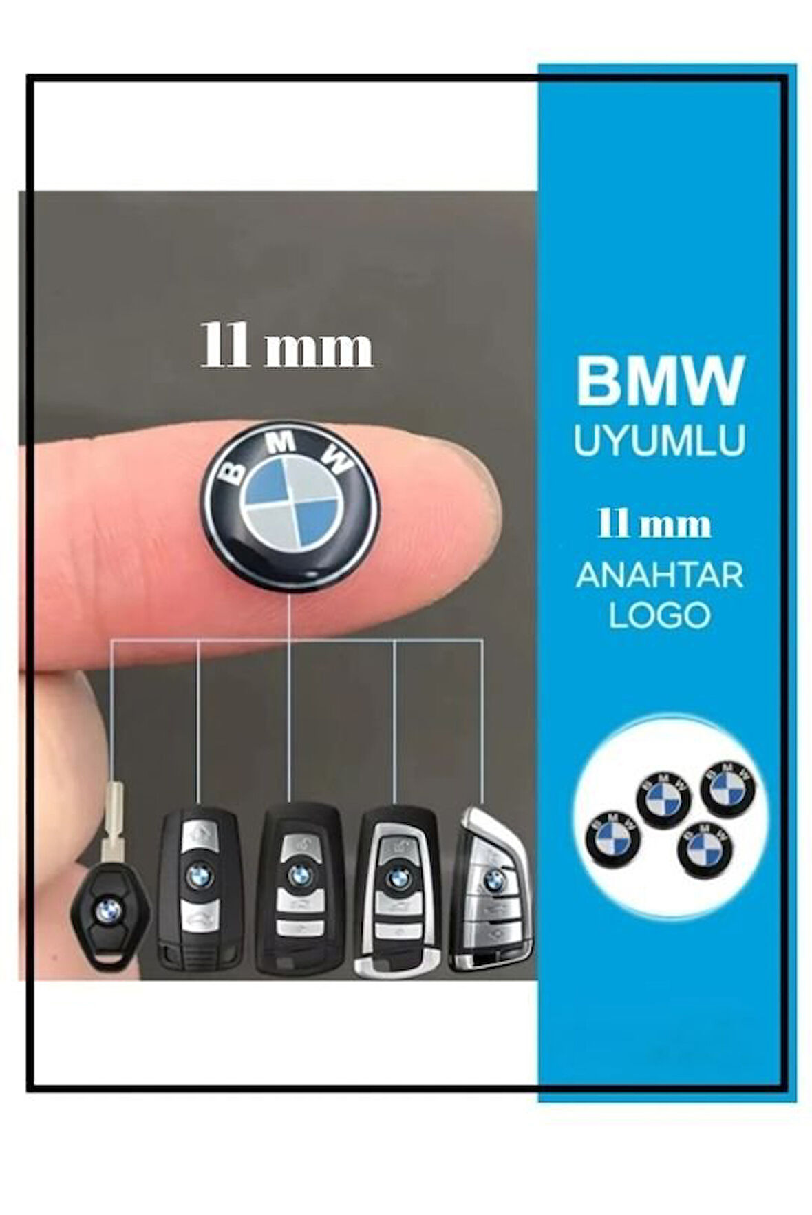 Bmw Uyumlu Anahtar Amblemi Logo 1 Adet 11 mm 1.1 cm Damla ETİKET