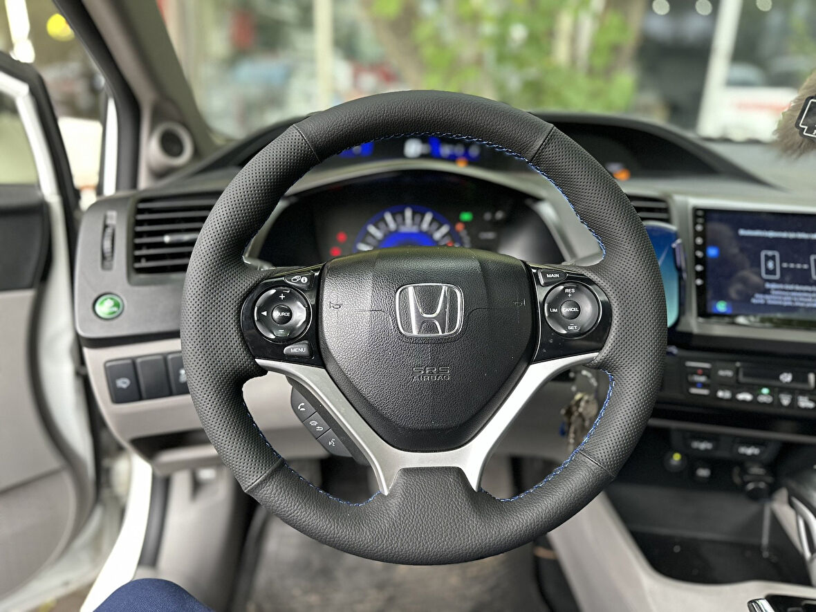 Honda Civic FB7 Araca Özel Dikmeli Direksiyon Kılıfı NOKTA DÜZ MAVİ İP