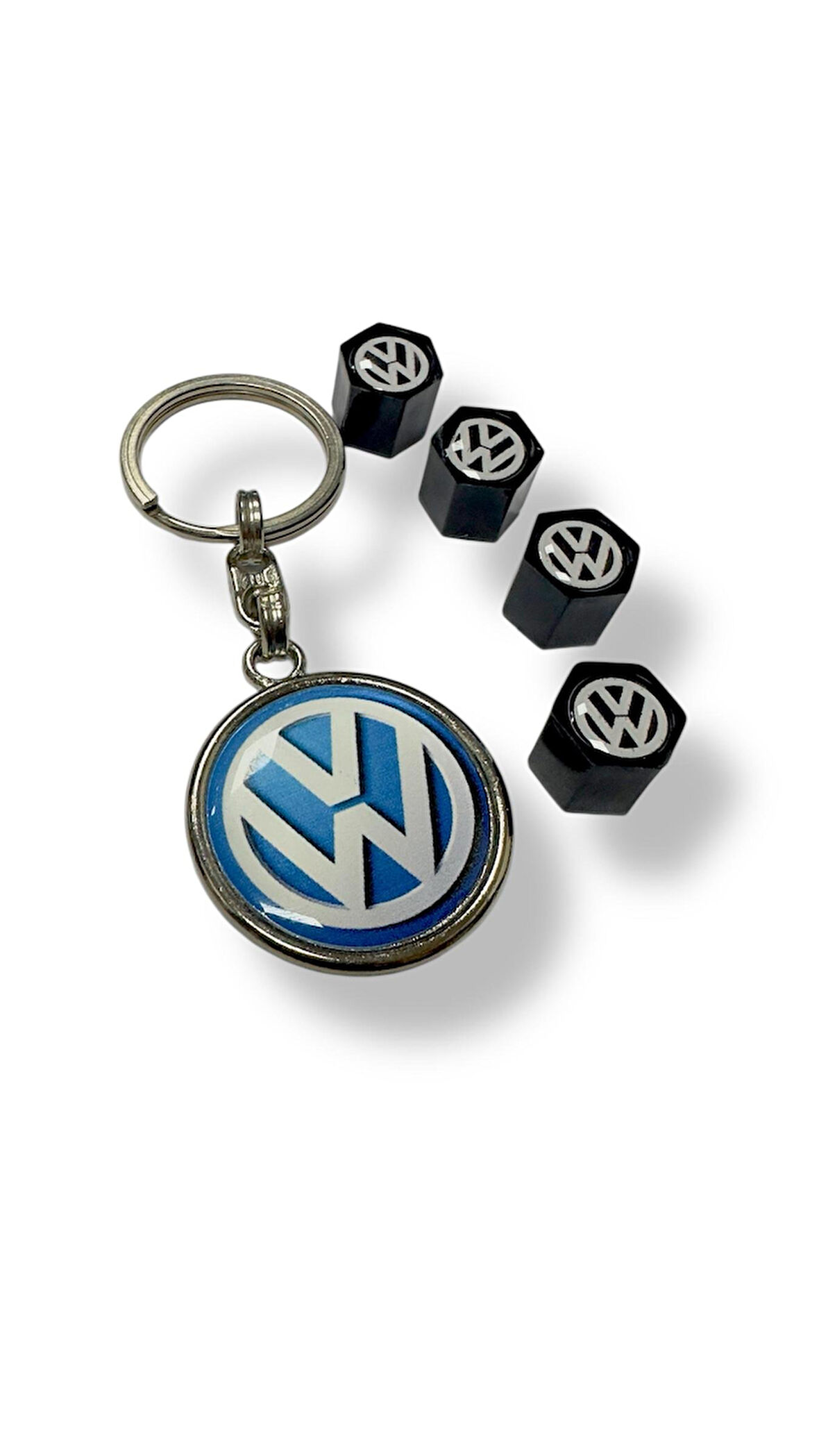 Volkswagen Anahtarlık Ve Sibop Kapağı Plastik 1 adet Damla Anahtar 4 adet sibop Kapağı