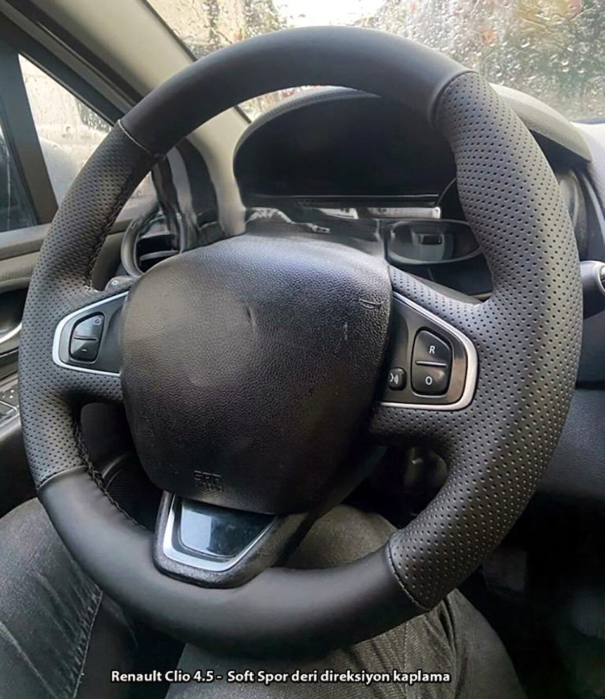 Clio 4 Faz 2 Araca Özel Direksiyon Kılıfı SOFT NOKTA BENTLEY SİYAH İP