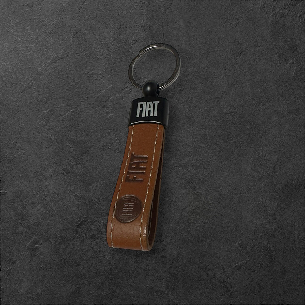 Fiat Yazılı Ve Logolu Anahtarlık (KAHVERENGİ) TERMO DERİ