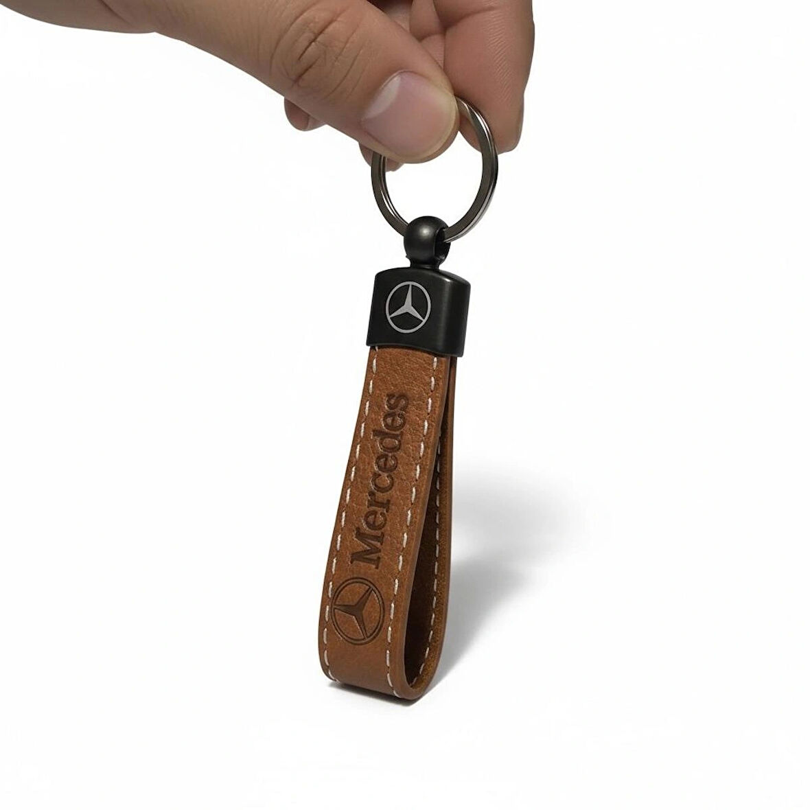 Mercedes Yazılı Ve Logolu Anahtarlık (KAHVERENGİ ) TERMO DERİ