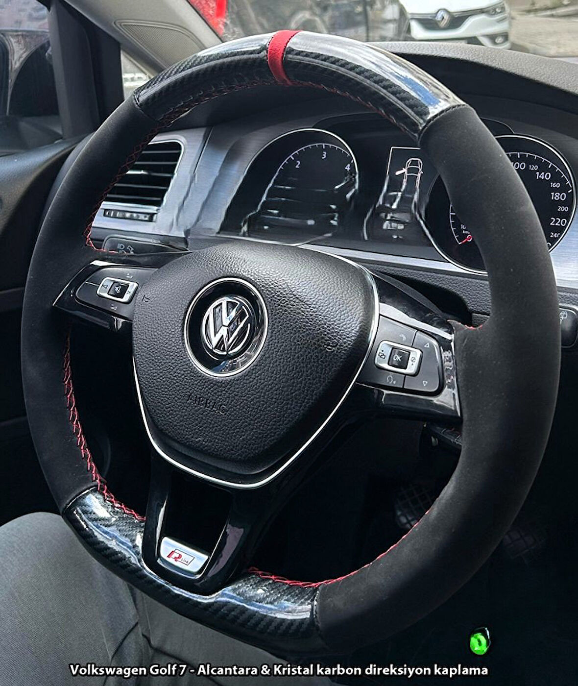 Golf 7 Jetta Passat Tiguan Polo-T-Roc F1 Dikmeli Araca Özel Direksiyon Kılıfı SOFT NOKTA KRİSTAL