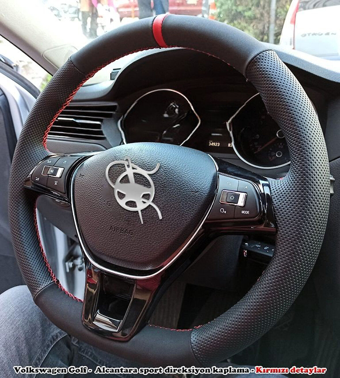 Golf 7 Jetta Passat Tiguan Polo-T-Roc F1 Dikmeli Araca Özel Direksiyon Kılıfı NOKTA NUBUK YÜZÜKLÜ