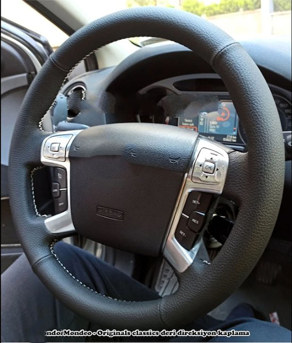 Ford Mondeo Ve Smax 2009 - 2014 Araca Özel Direksiyon Kılıfı DÜZ MODEL SİYAH İP