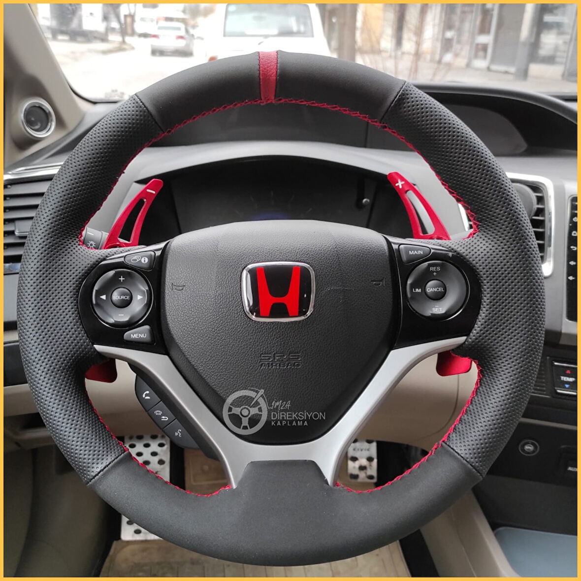 Honda Civic Fb7 Araca Özel Direksiyon Kılıfı (Nokta Nubuk Yüzüklü)