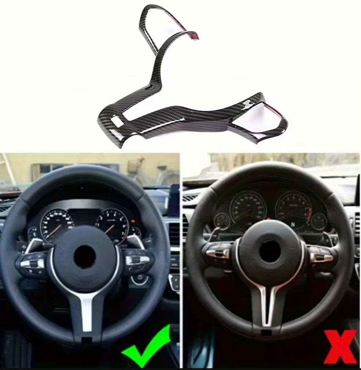 BMW F20/F22/F30/F32/F33 X5 M-Sport için Karbon Görünümlü Direksiyon Kapak M DİREKSİYONA UYGUNDUR