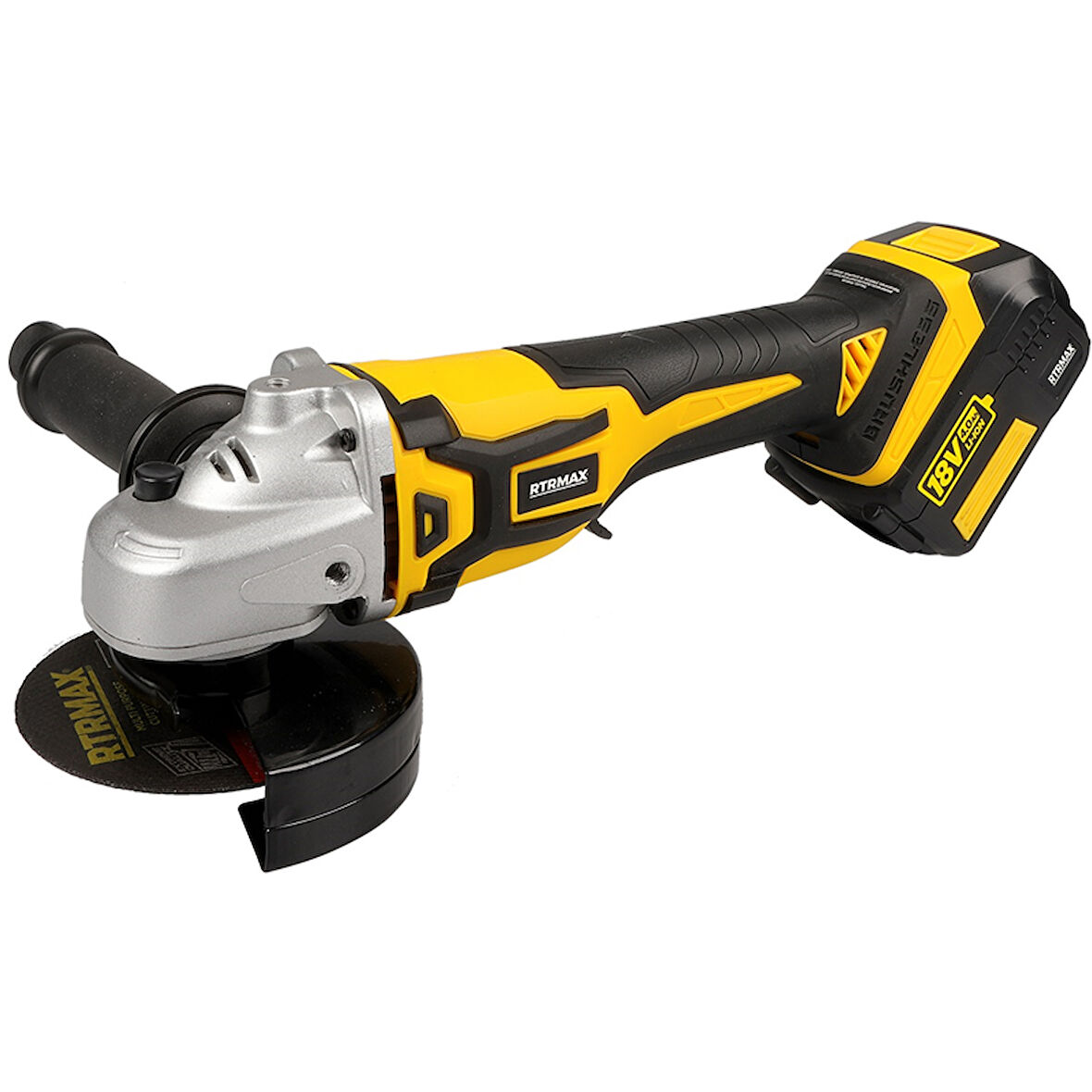 RTRMAX KÖMÜRSÜZ AKÜLÜ AVUÇ TAŞLAMA 115 MM 2*4 AH AKÜ  X-LİON