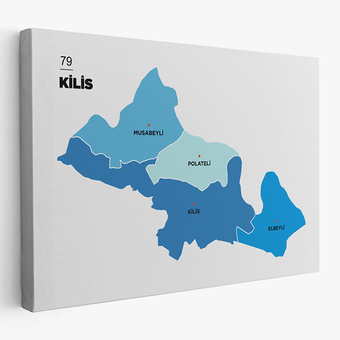 Harita Sepeti Kilis İli ve İlçeler Haritası Dekoratif Kanvas Tablo 1390