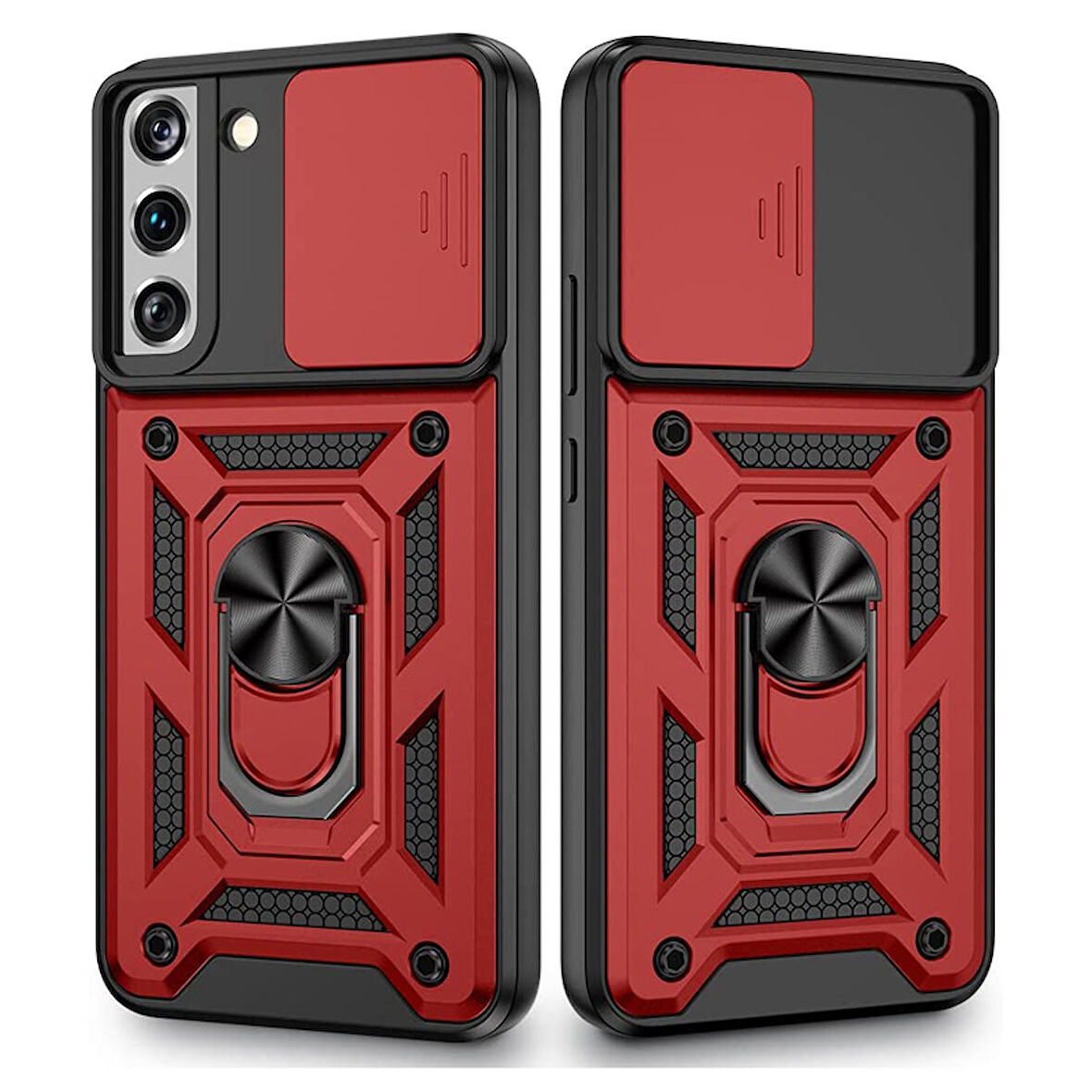 Gpack Samsung Galaxy S22 Kılıf Tank Aramid Sürgülü Vega YüzüklüNano 