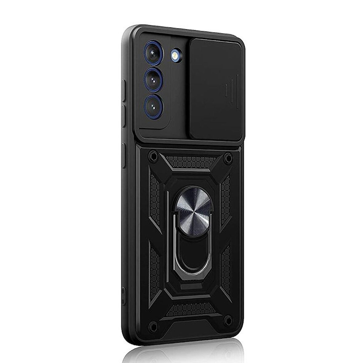 Gpack Samsung Galaxy S21 FE Kılıf Tank Aramid Sürgülü Vega YüzüklüNano 