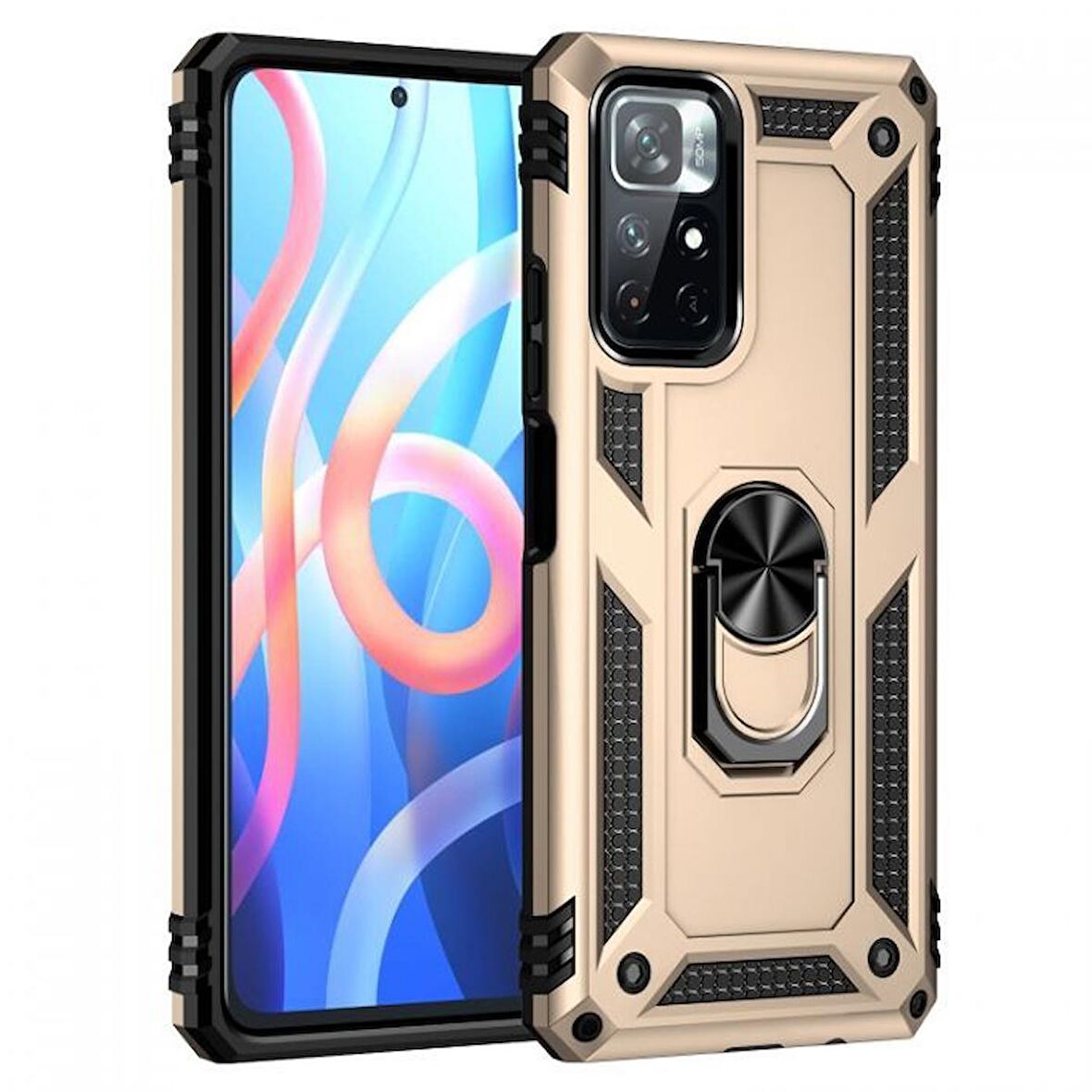 Smcase Xiaomi Redmi Note 11 5G Kılıf Vega Yüzüklü Tank Silikon