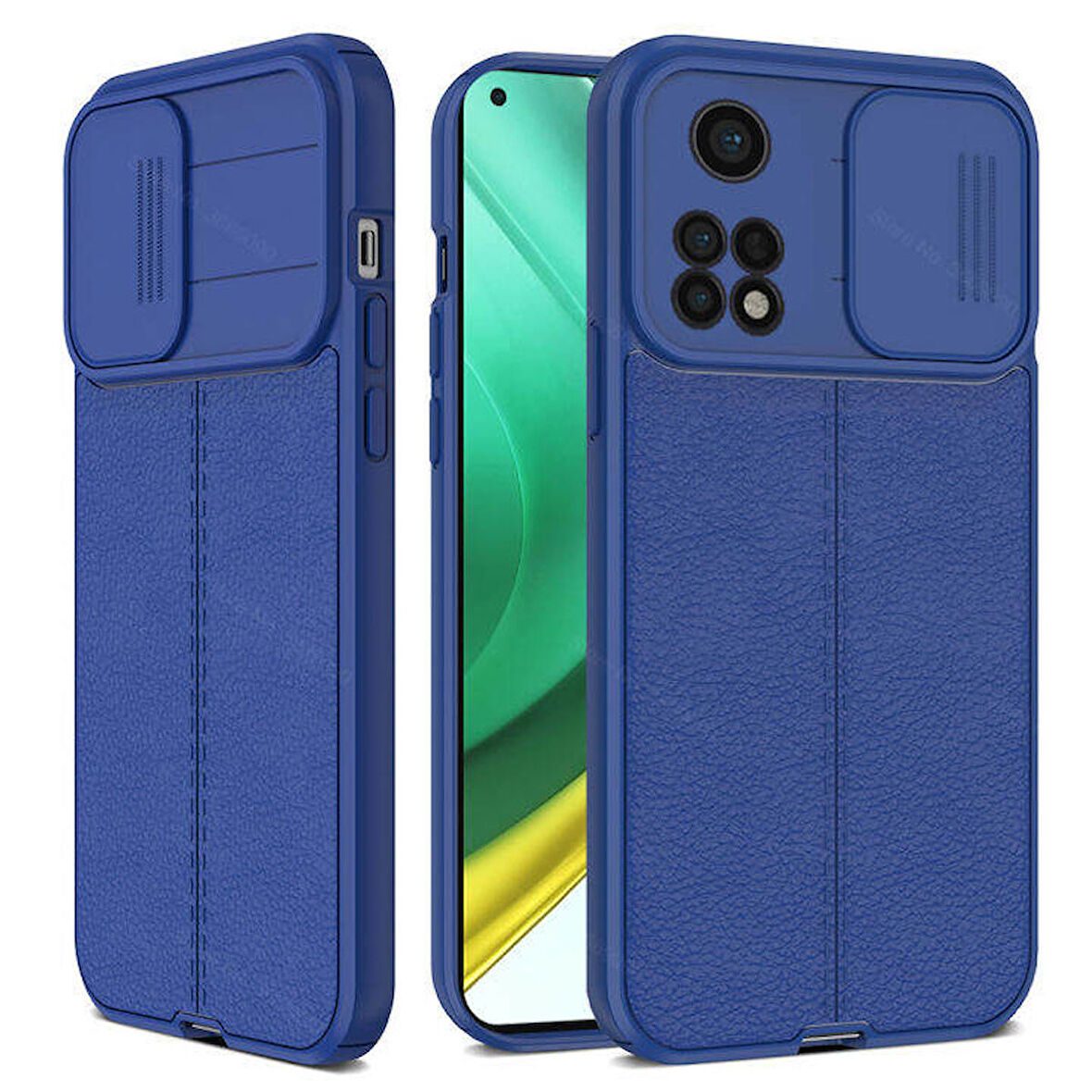 Smcase Xiaomi Mi10T Pro Kılıf Lensi Kamera Korumalı Deri Dokulu Silikon