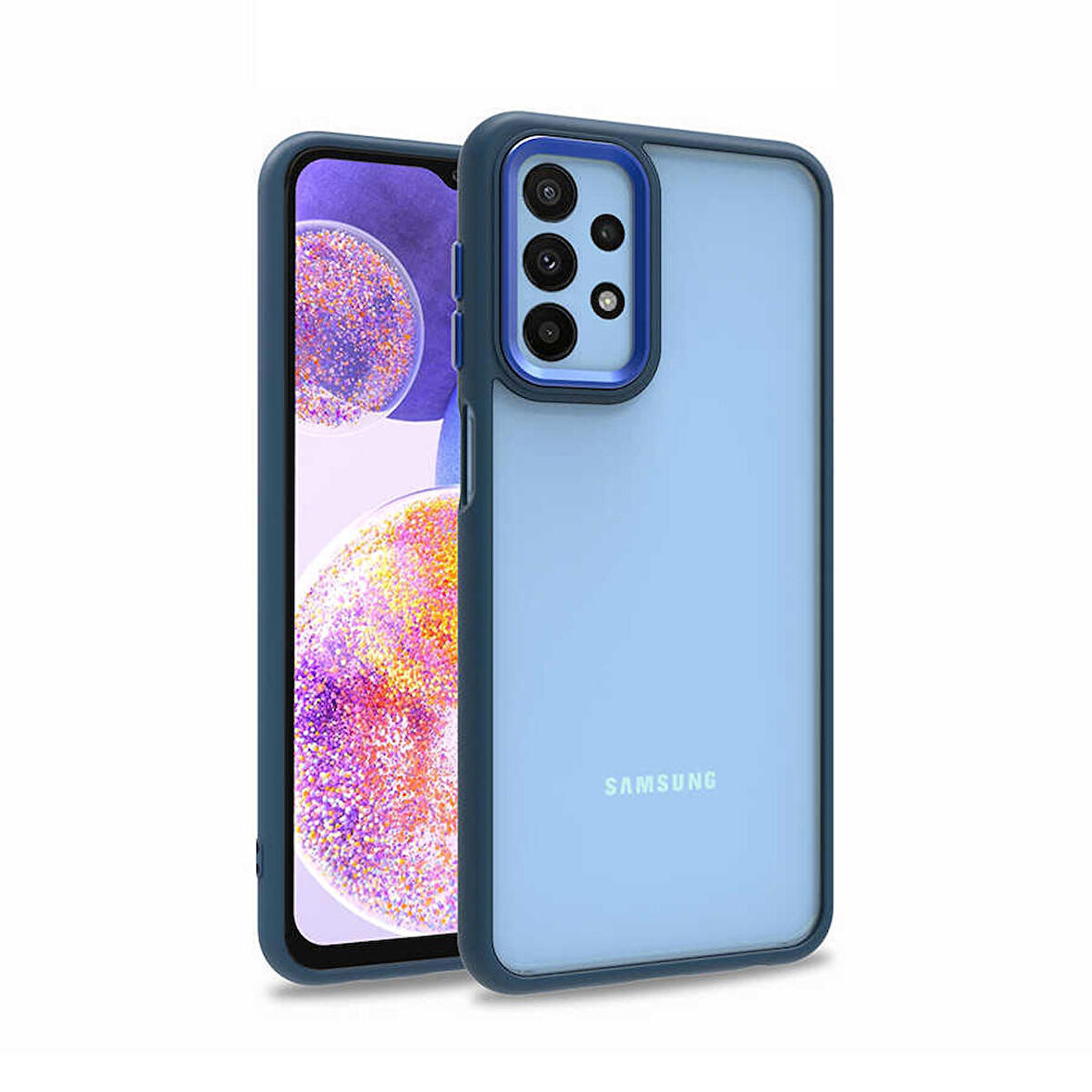 Gpack Samsung Galaxy A23 Kılıf Flora Sert Silikon Arkası Cam Şeffaf 