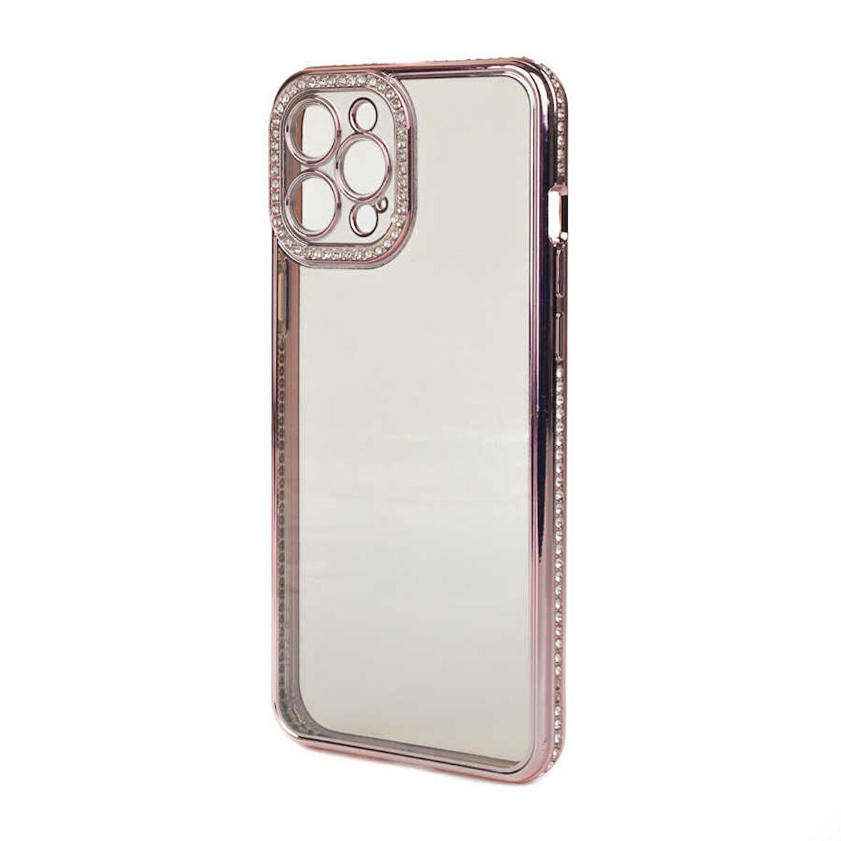 Gpack Apple iPhone 12 Pro Max Kılıf Kamera Korumalı Taşlı Mina Silikon