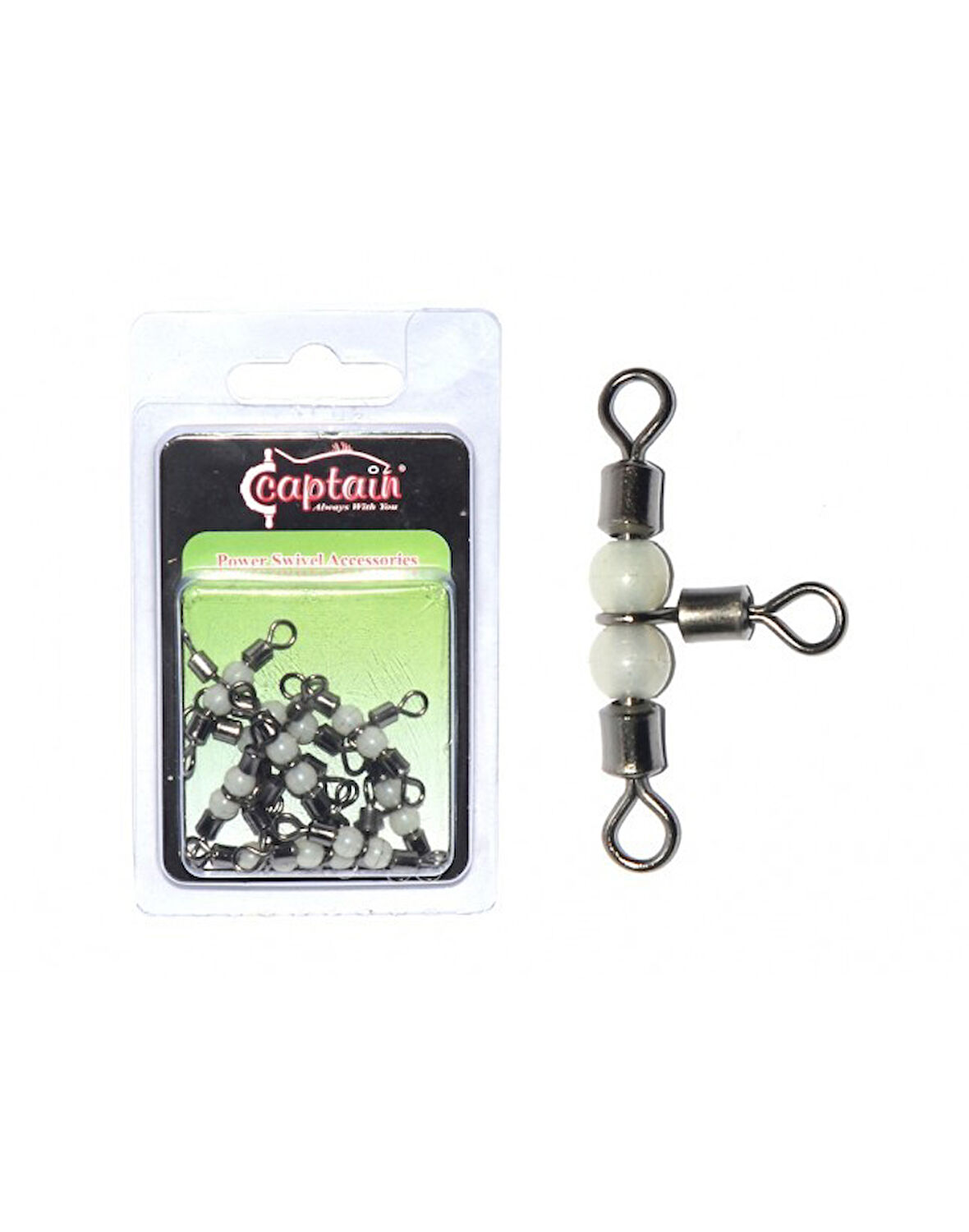 Captain 5048 Üçlü Boncuklu Fırdöndü 10'lu Paket Black Nikel 1x2