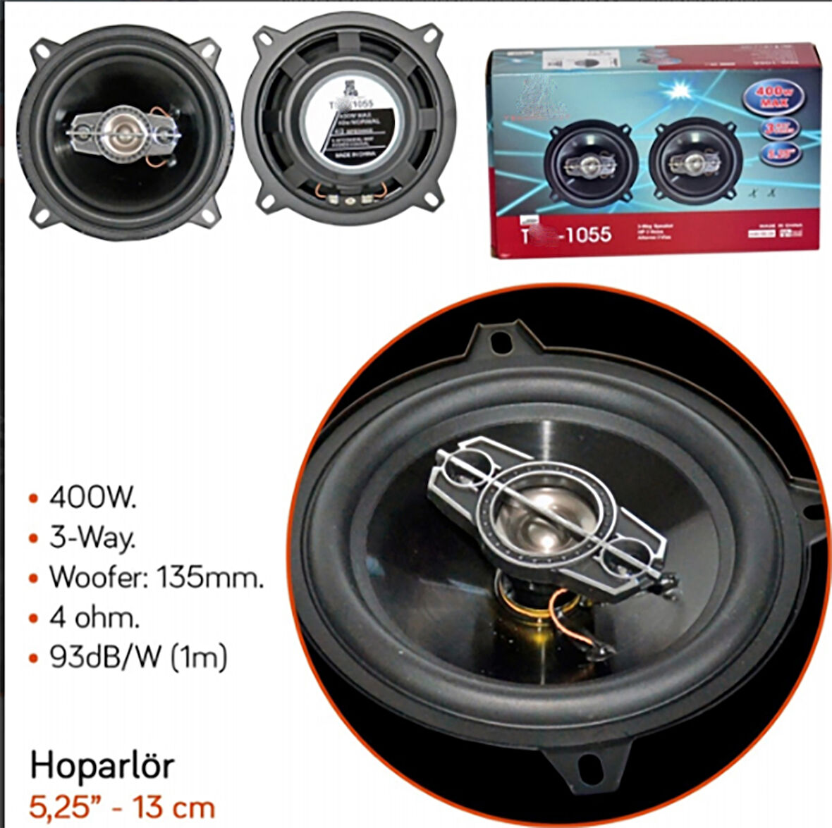 13 CM Hoparlör 400 W 5.25'İNÇ T-1055 Hoparlör 2 Adet