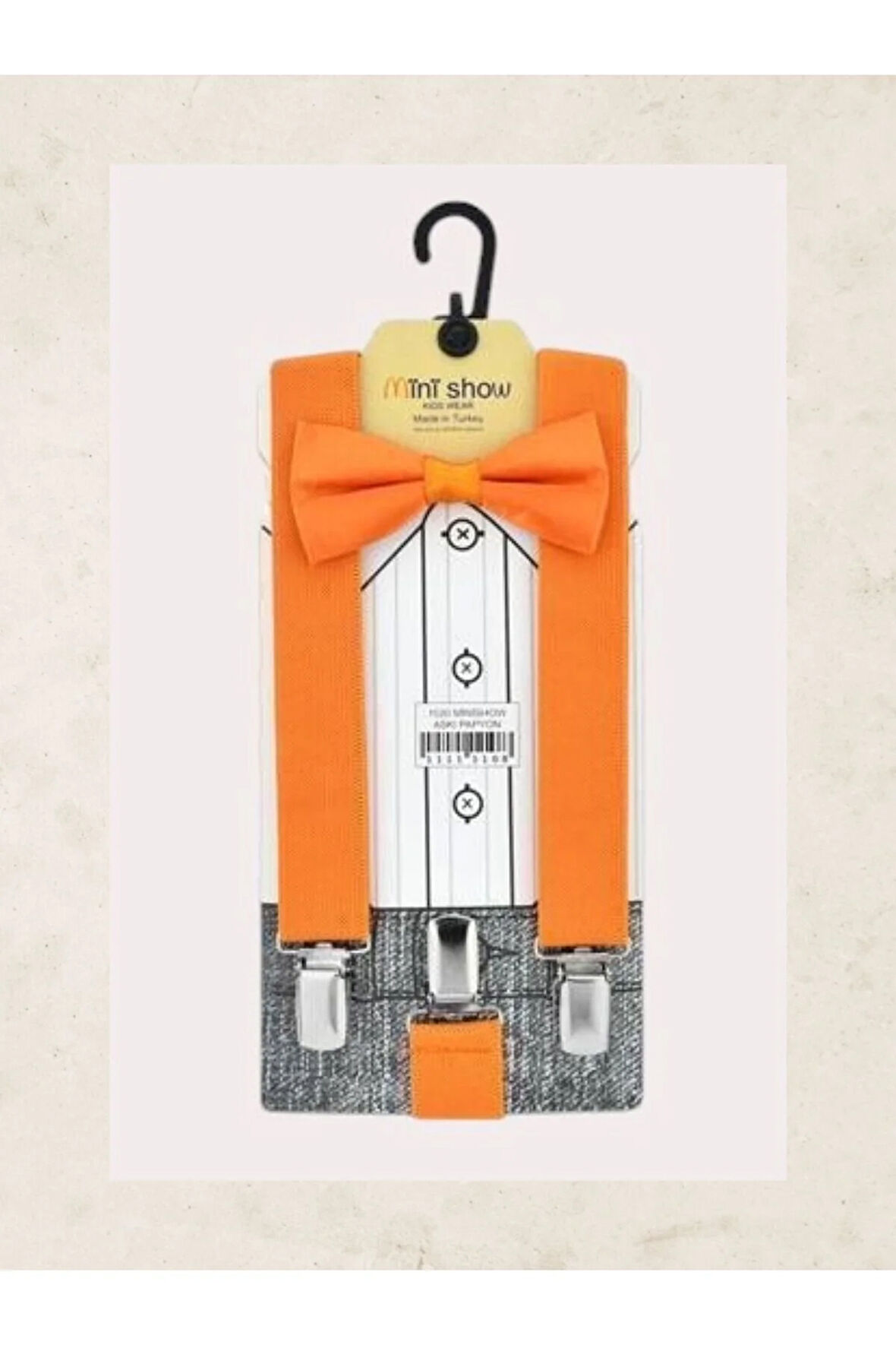 23 Nisan Gösteri ve Kutlama İçin Turuncu Renk Çocuk Askı ve Papyon Seti