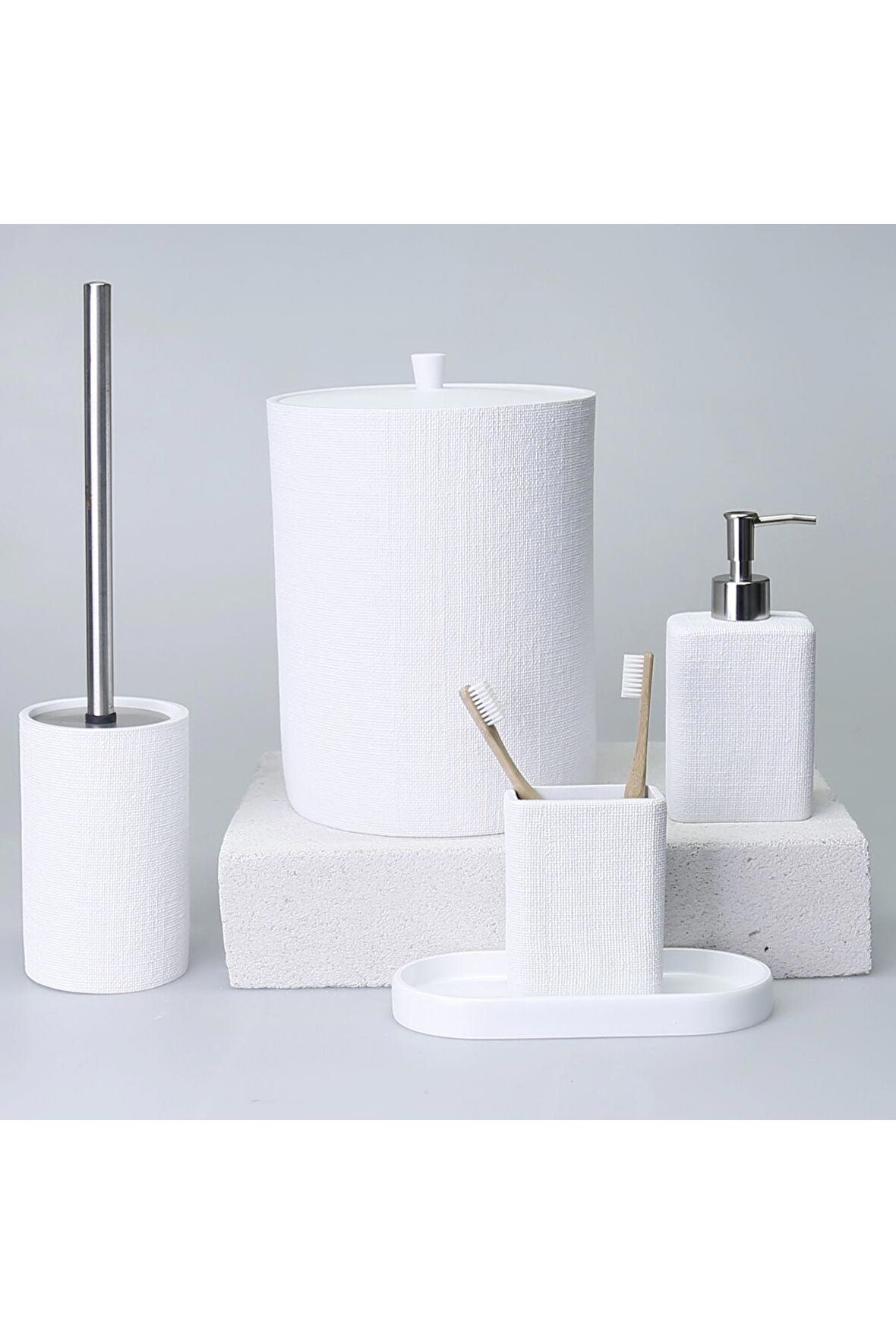Linen Banyo Seti Beyaz