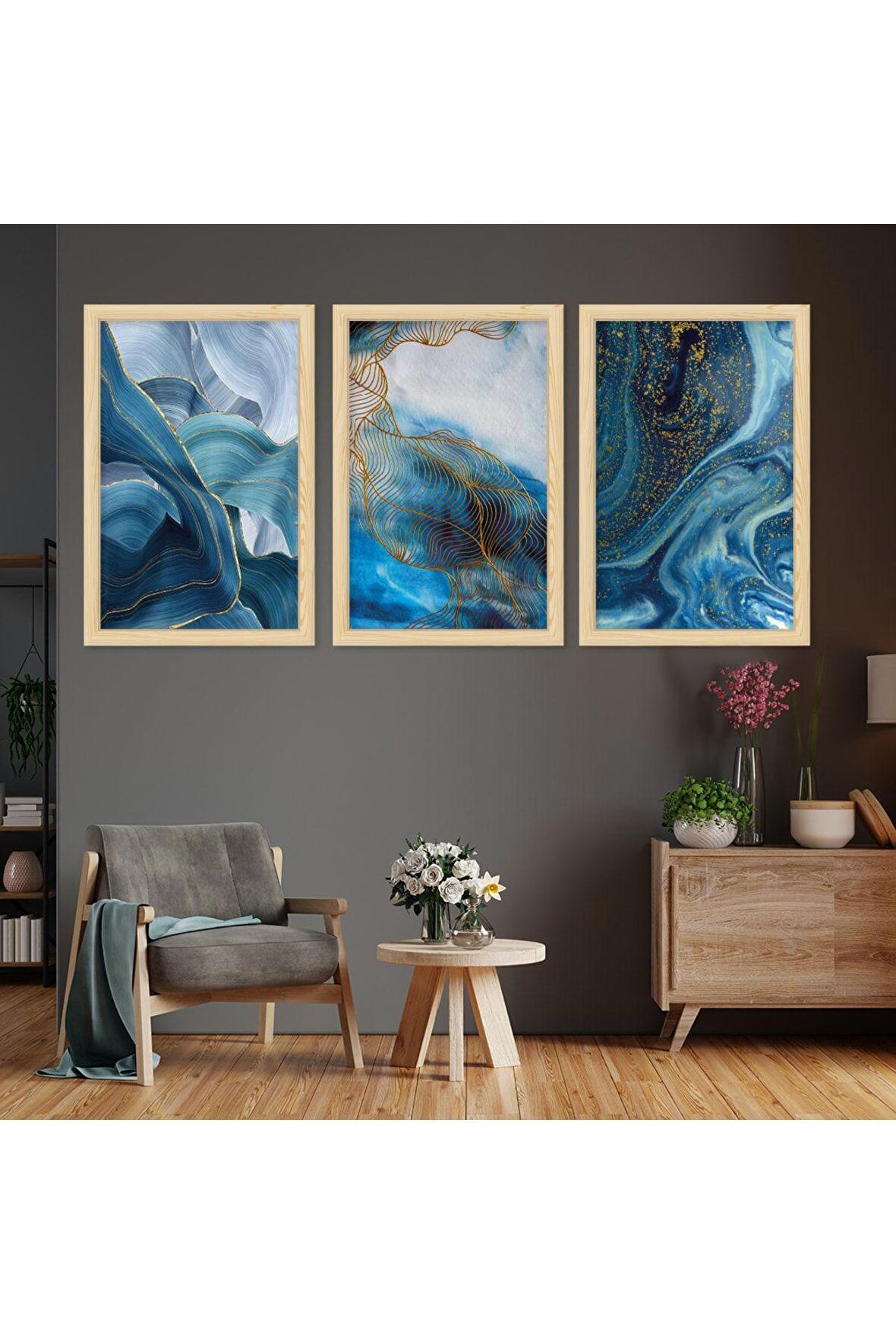 Zevahir 5 Parça Mdf Kuran Dini Tablo Ve Mdf Saat Kombin