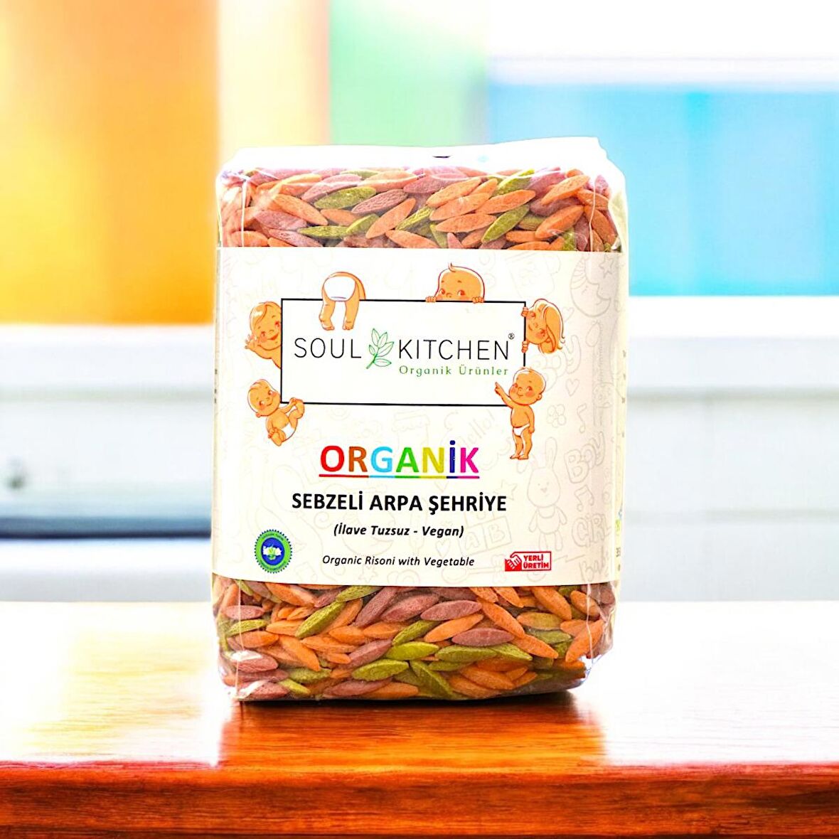 Organik Sebzeli Arpa Şehriye 350gr (İlave Tuzsuz) (Vegan)