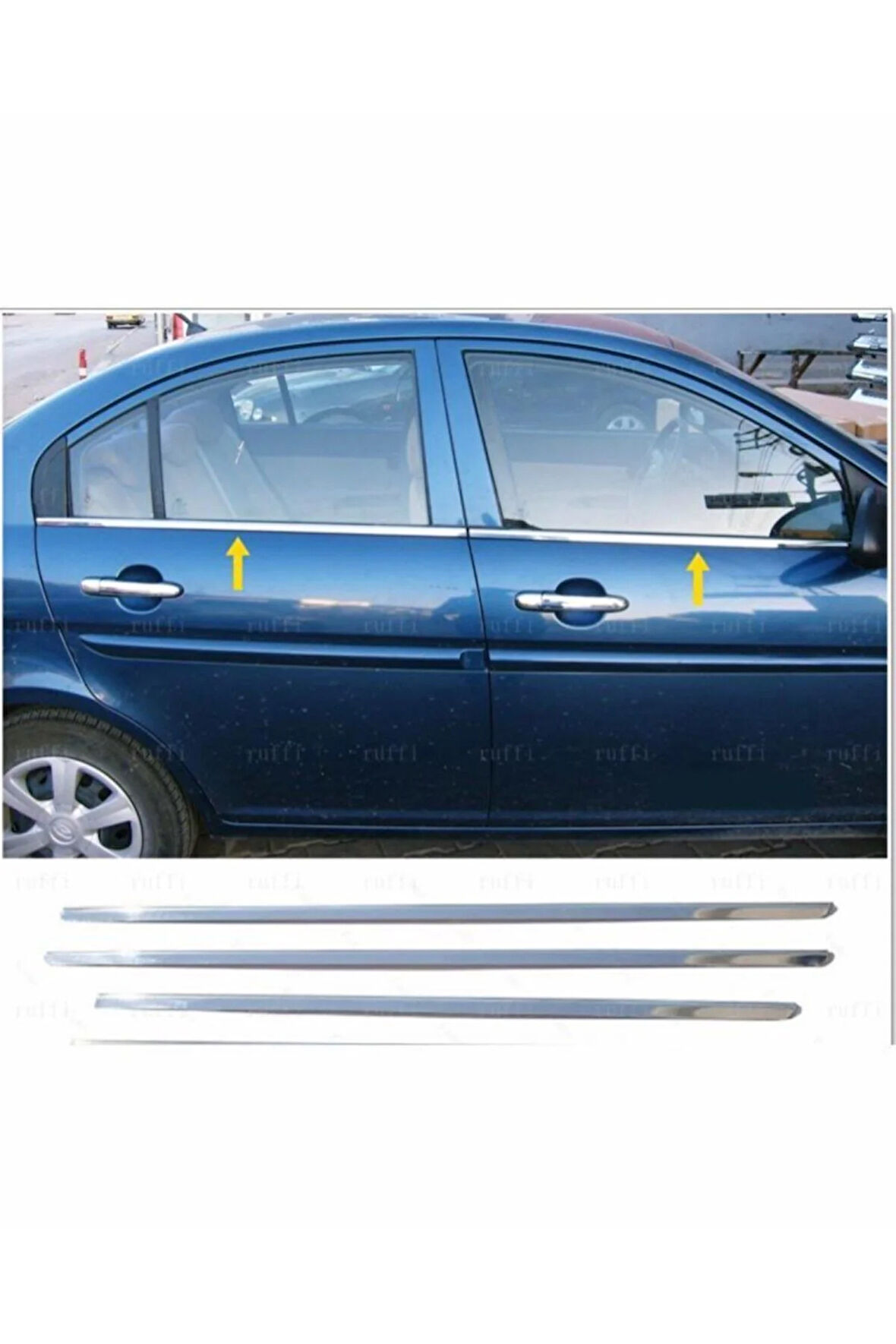 Hyundai Accent Era Krom Cam Çıtası 4 Kapı 2006 Üzeri P.çelik