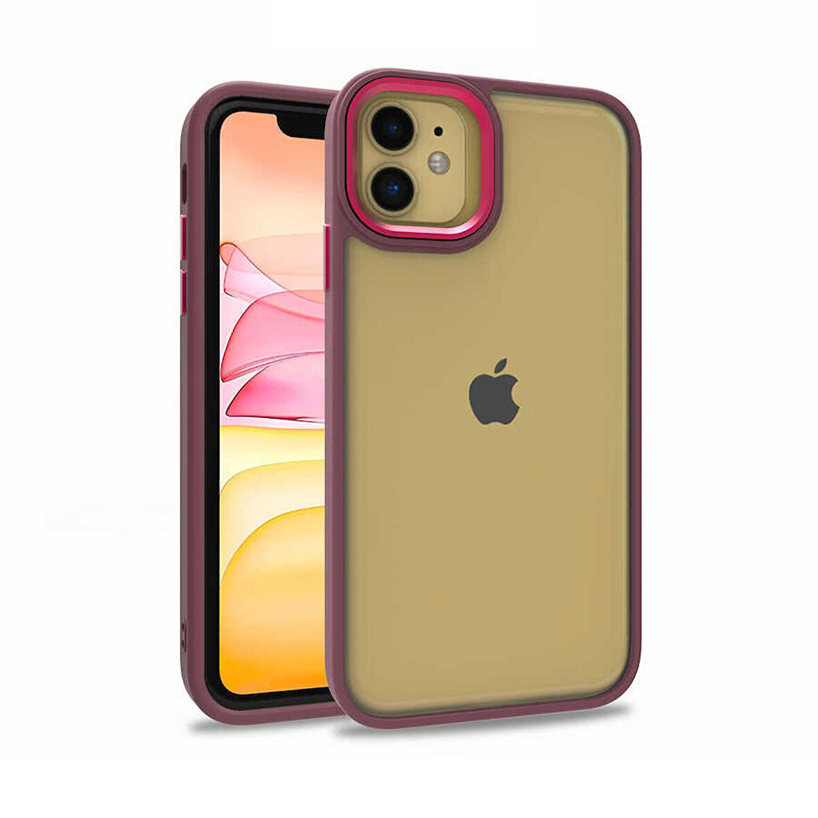 Smcase iPhone 11 Kılıf Renkli Bumper Hybrid Flora Silikon