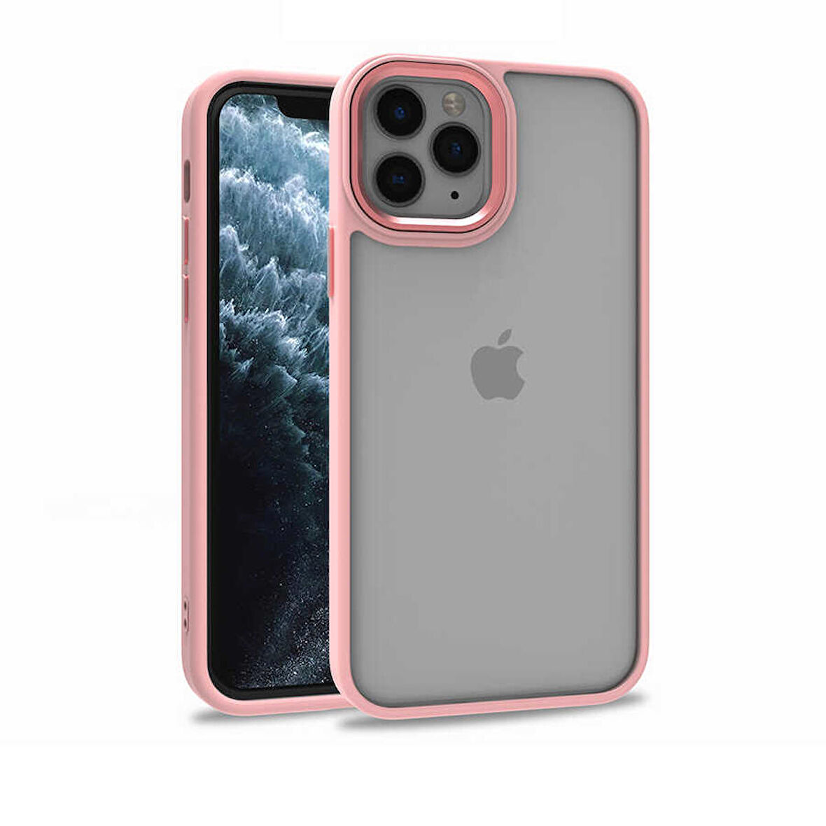 Smcase iPhone 11 Pro Kılıf Renkli Bumper Hybrid Flora Silikon