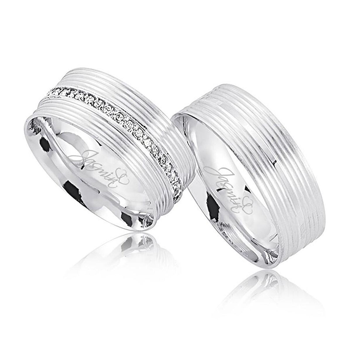 Taşlı Beyaz Altın Alyans 1403