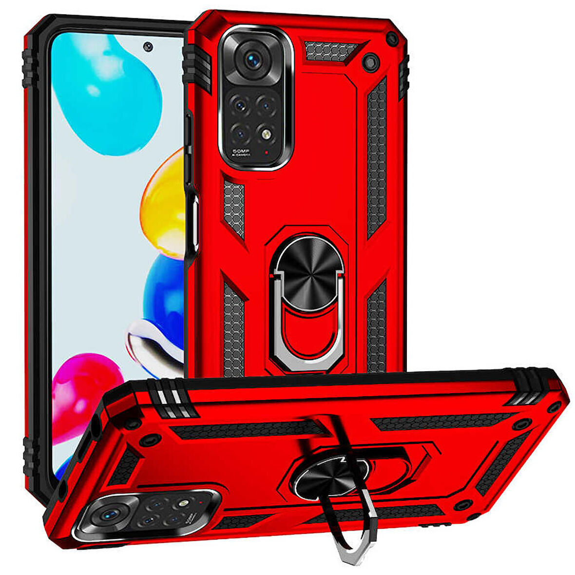 Smcase Xiaomi Redmi Note 11 Global Kılıf Vega Yüzüklü Tank Silikon