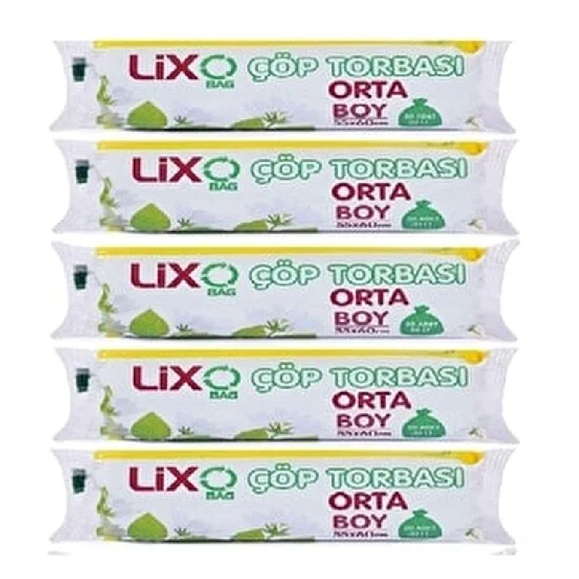 Çöp Torbası Orta Boy 55*60 Cm 20 lİ Rulo 5 Paket = 100 Adet
