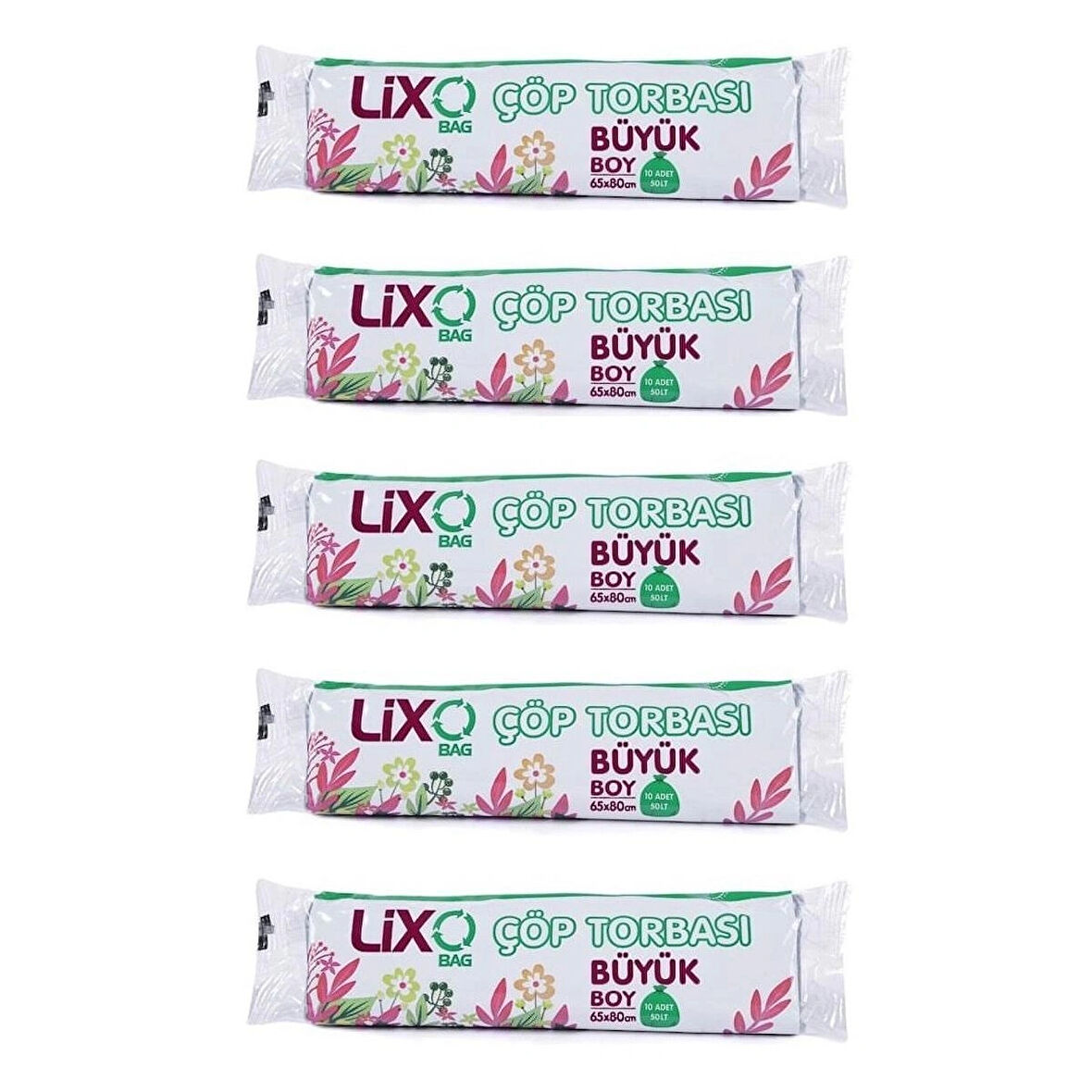 Çöp Torbası Büyük Boy 65*80 Cm 10 lu Rulo 5 Paket = 50 Adet