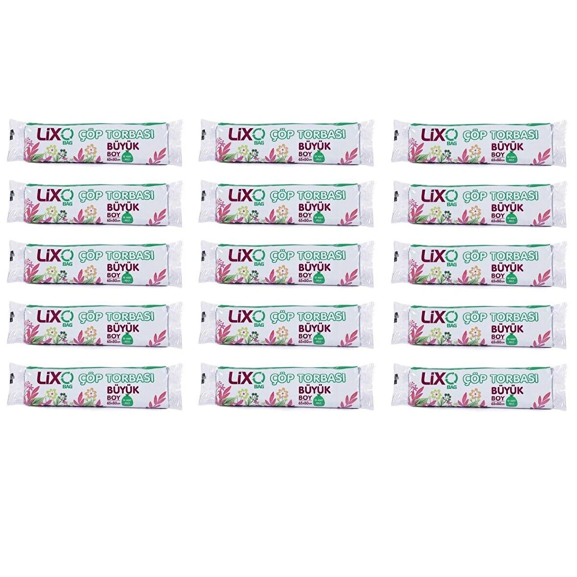 Çöp Torbası Büyük Boy 65*80 Cm 10 lu Rulo 15 Paket = 150 Adet