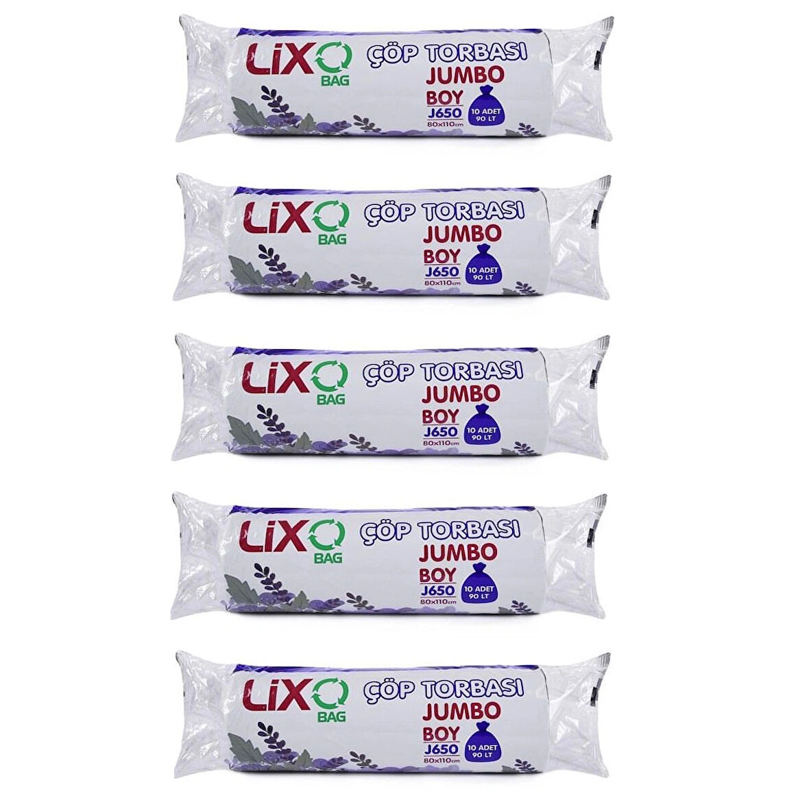 J-650 Çöp Torbası Jumbo Boy 80*110 Cm 10 lu Rulo 5 Paket = 50 Adet