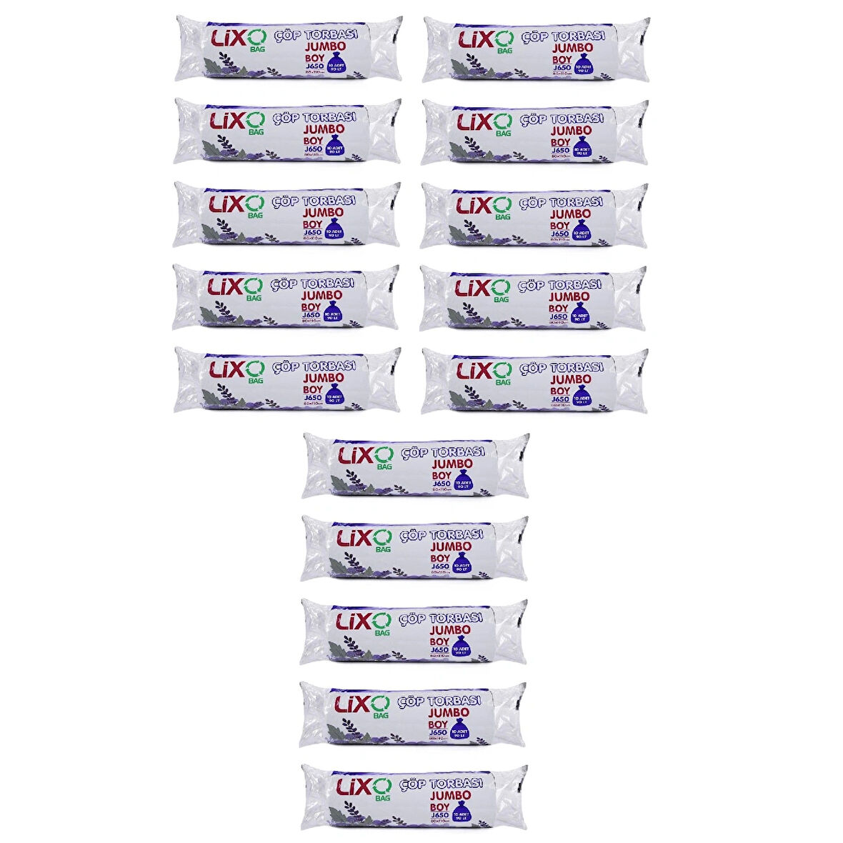 J-650 Çöp Torbası Jumbo Boy 80*110 Cm 10 lu Rulo 15 Paket = 150 Adet