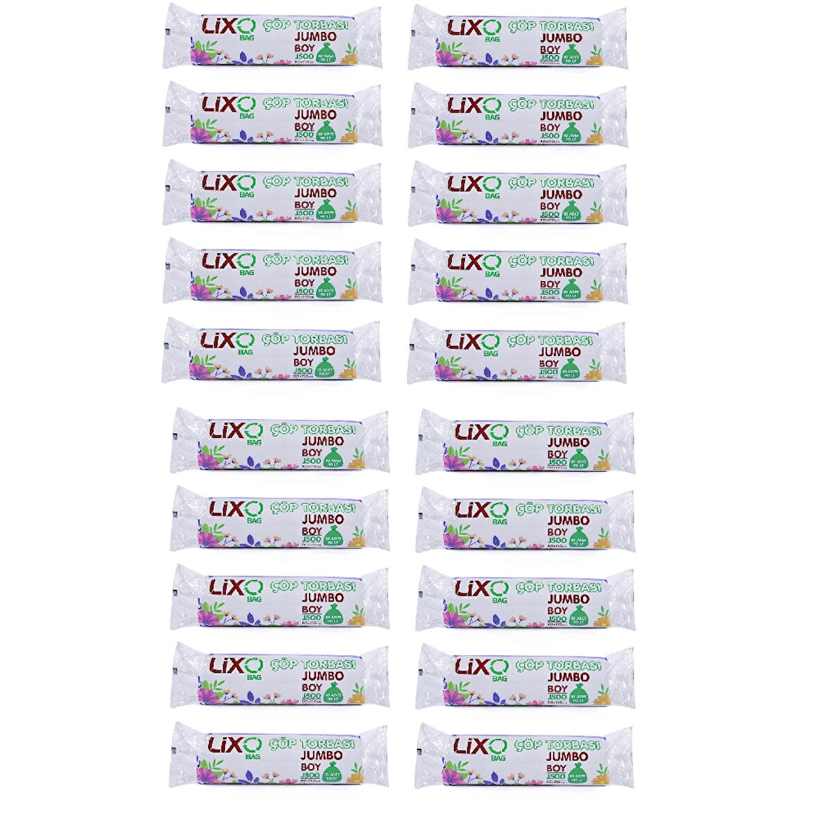 J-500 Çöp Torbası Jumbo Boy 80*110 Cm 10 lu Rulo 20 Paket = 200 Adet