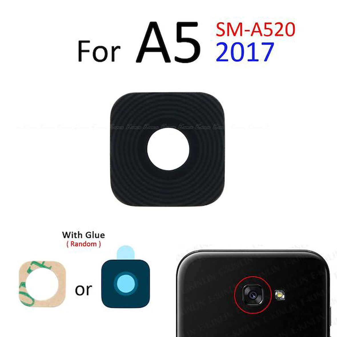 Tkgz Samsung Galaxy A520 Arka Kamera Camı Lens Yapışkanlı